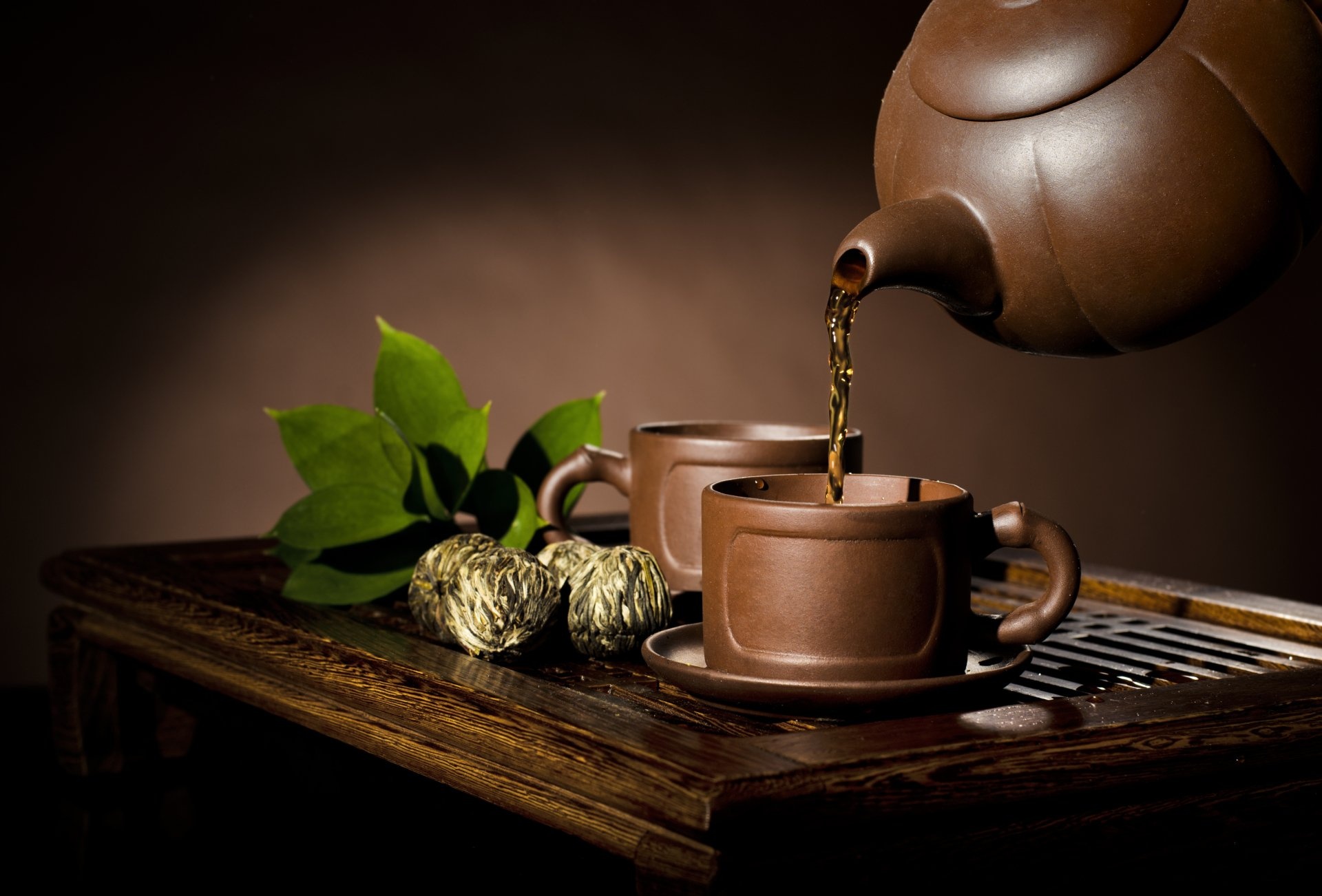 Tea: Brown ceramic teapot, Serving hot drink. 1920x1310 HD Background.