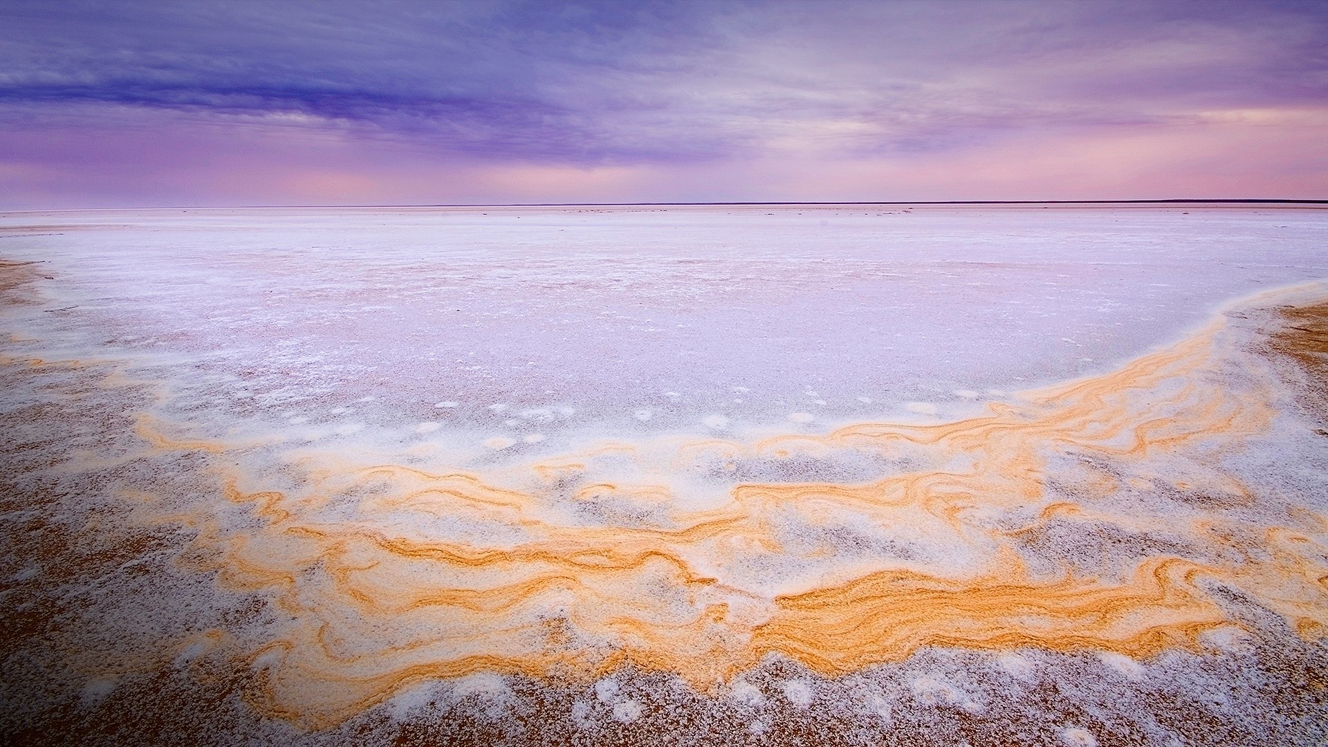Eyre Lake, Dry salt pan, Pastel sunrise, 1920x1080 Full HD Desktop
