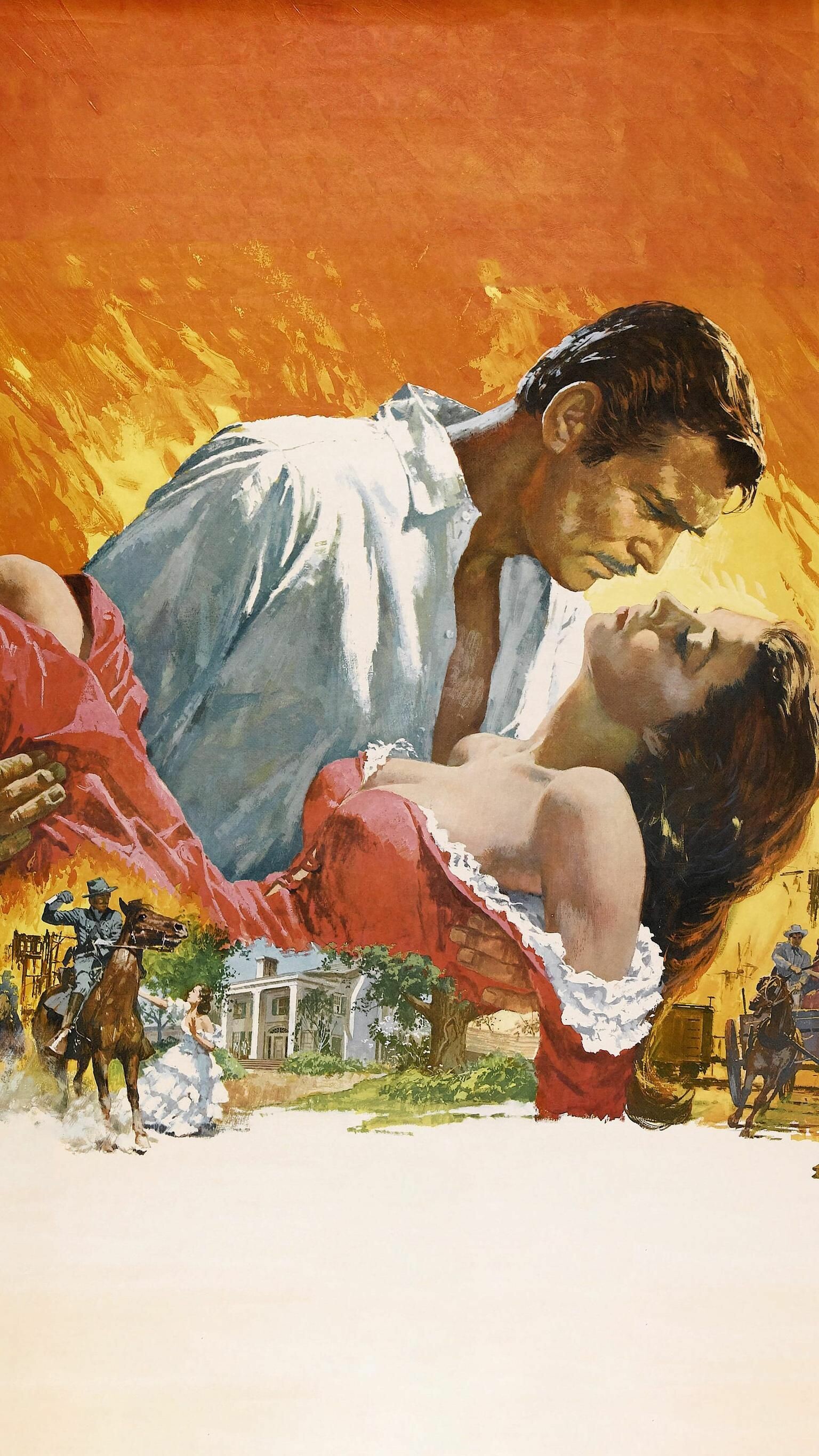 Gone with the Wind: The movie set in the American South against the backdrop of the American Civil War. 1540x2740 HD Background.