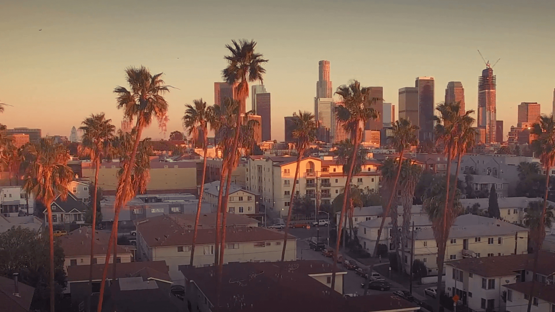 Los Angeles: Hollywood, LA, California, Sunset. 1920x1080 Full HD Background.
