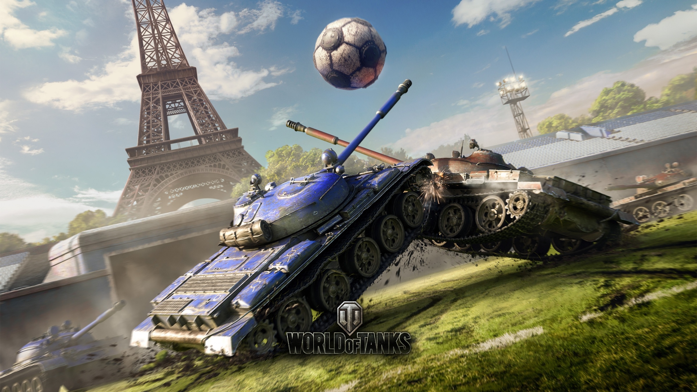 World of Tanks, Football event, Eiffel Tower concept, Resolution download, 2400x1350 HD Desktop