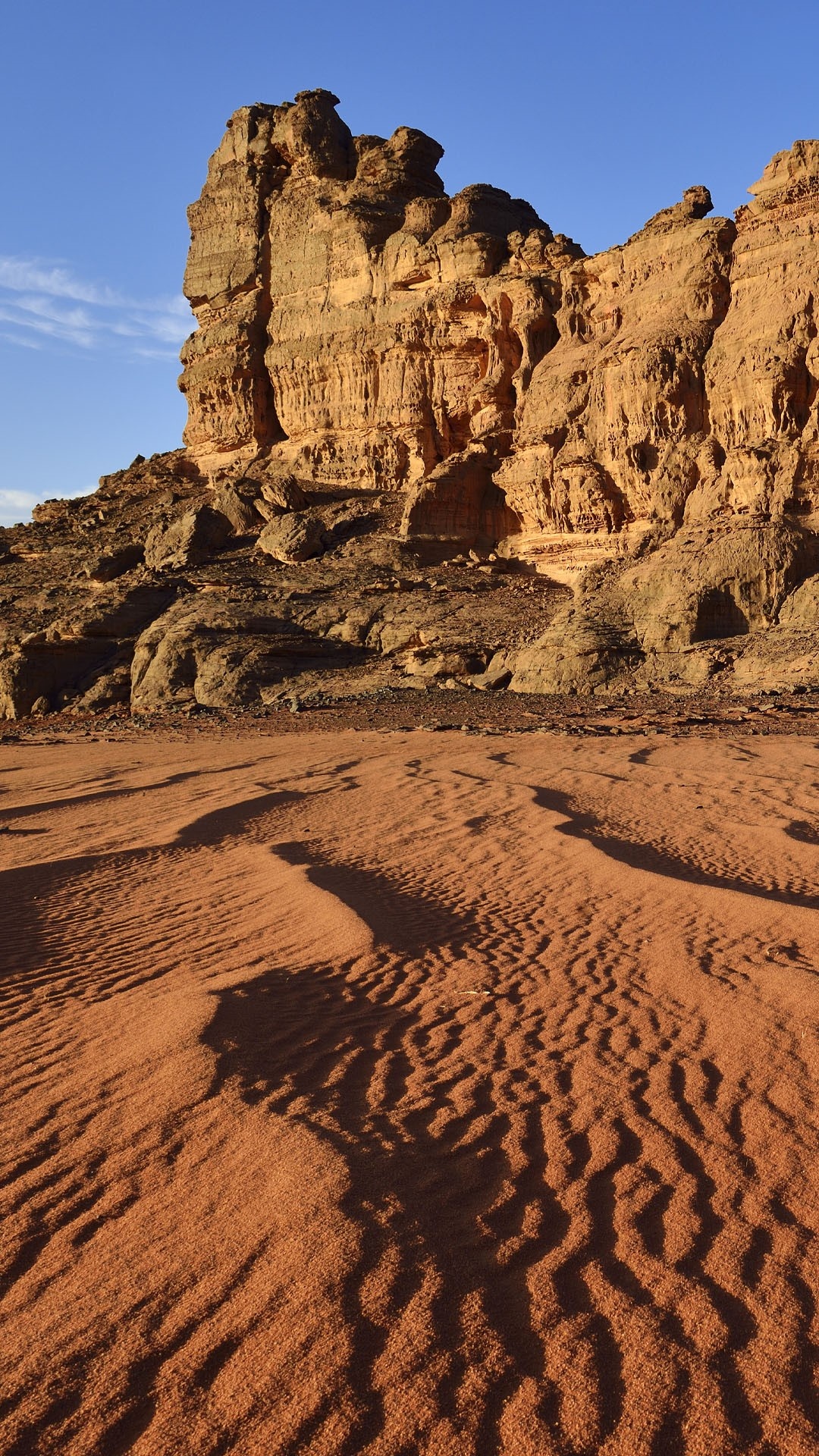 Rocks and dunes, Cirque Tassili Tadrart, 1080x1920 Full HD Phone