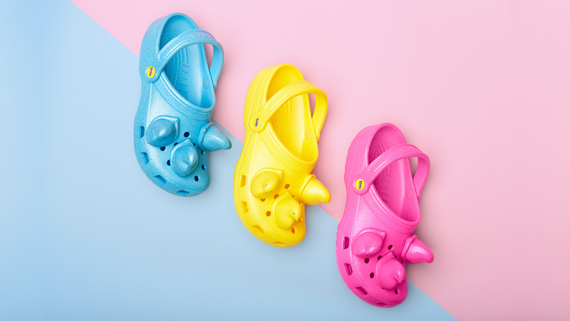 Crocs: A type of lightweight, functional shoes, A closed-cell resin made from polymer. 1920x1080 Full HD Background.