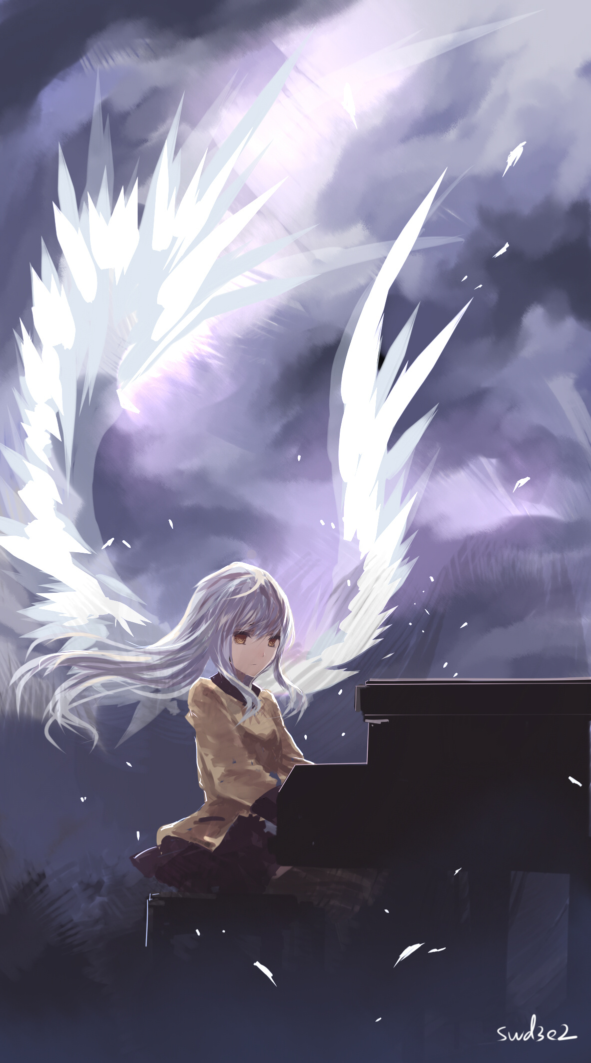 Angel Beats! (Anime): Playing the piano, Formidable opponent for the members of the SSS. 1190x2130 HD Wallpaper.