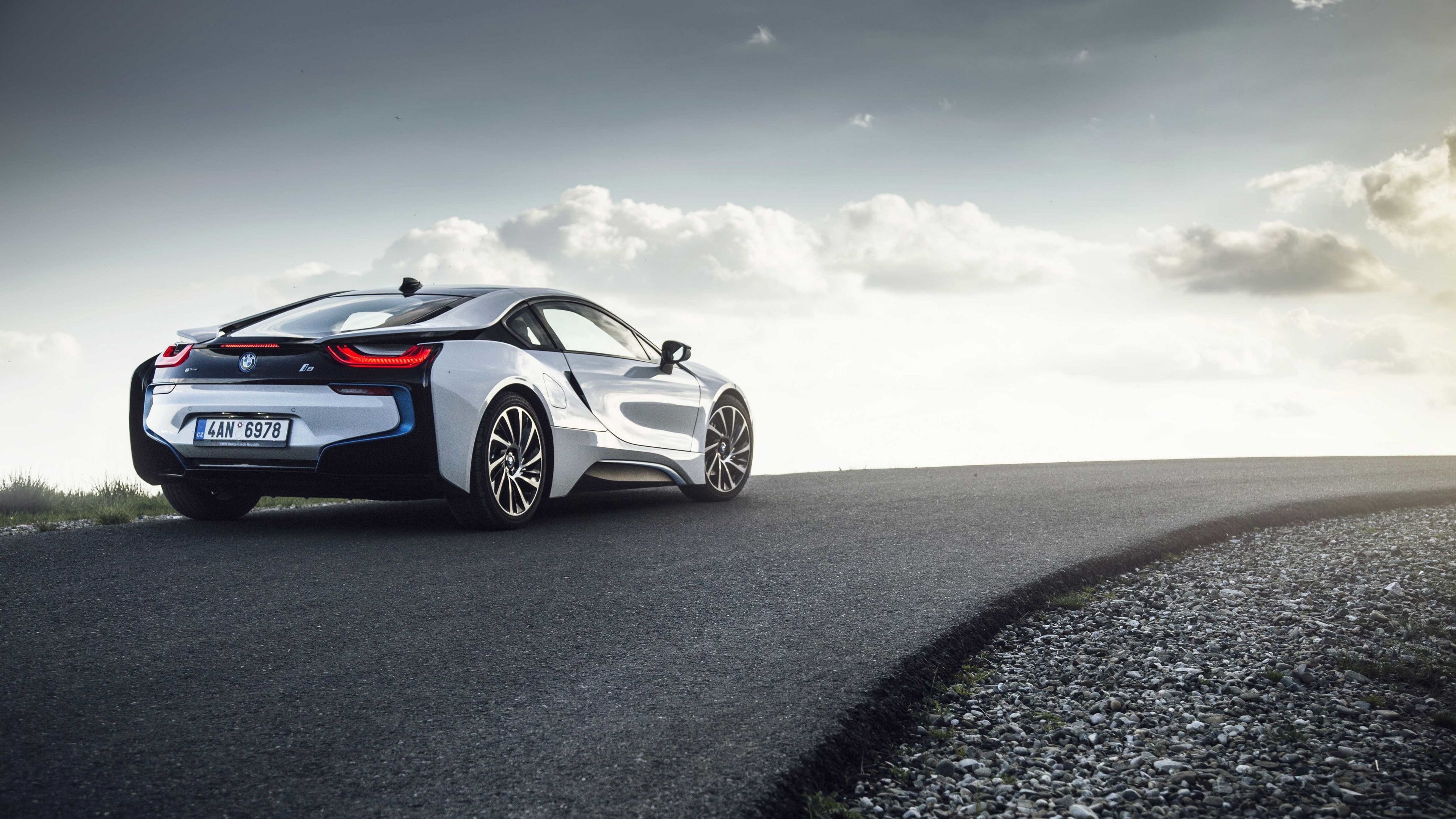 BMW i8 Rear view road 4K wallpaper, Sleek aesthetics, Dynamic performance, Unmatched style, Vision on the road, 3840x2160 4K Desktop