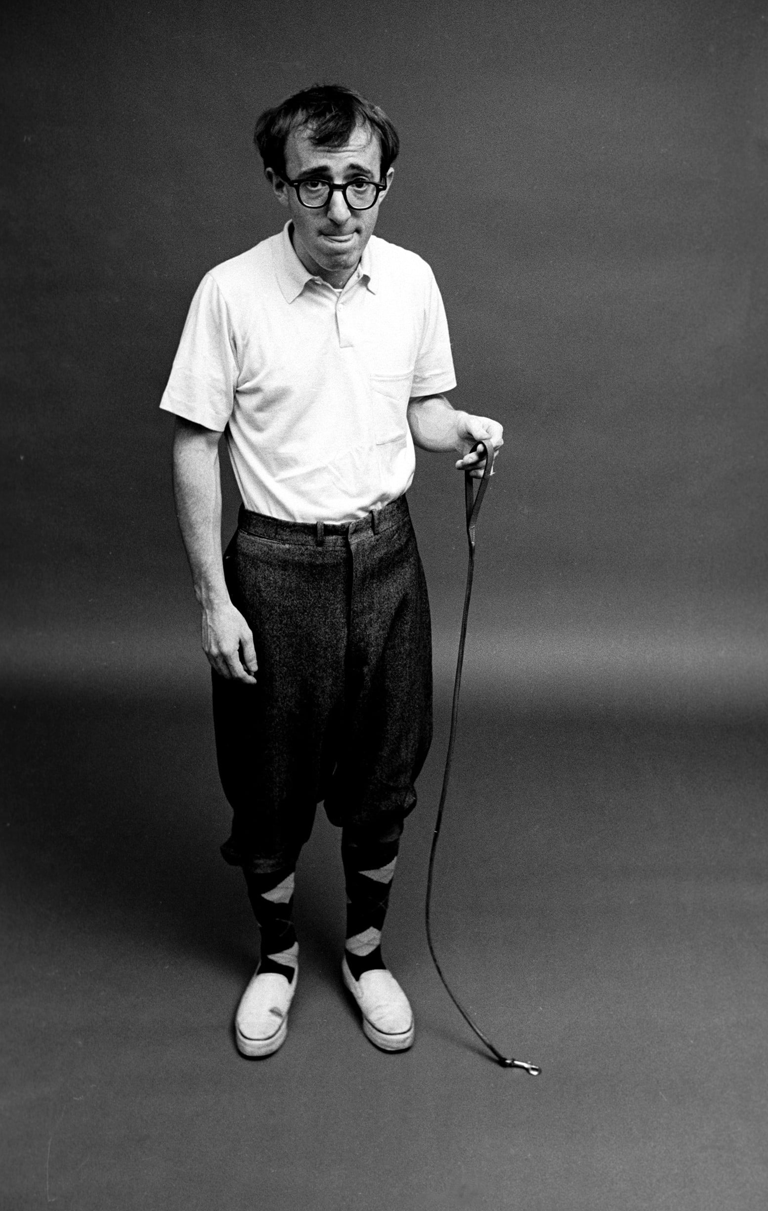 Woody Allen, Grayscale photo, Polo shirt, Film director, 1560x2450 HD Phone