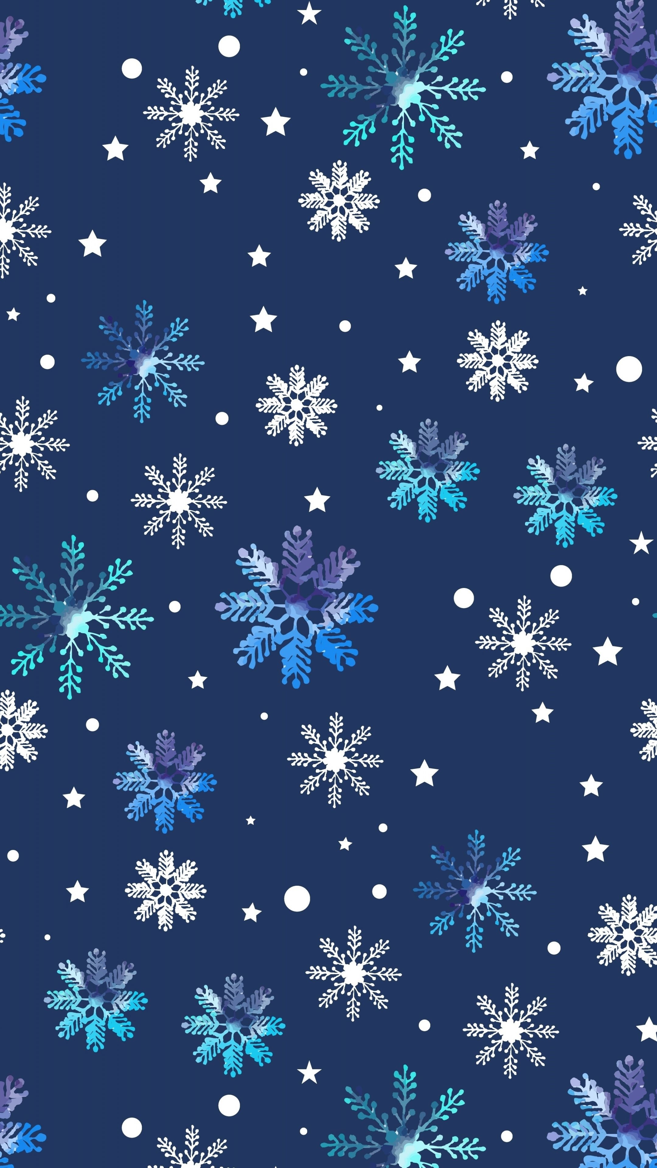 Backdrop: Abstract, Snowflake, Winter pattern, Christmas, Stars, Circles, Blue. 2160x3840 4K Wallpaper.