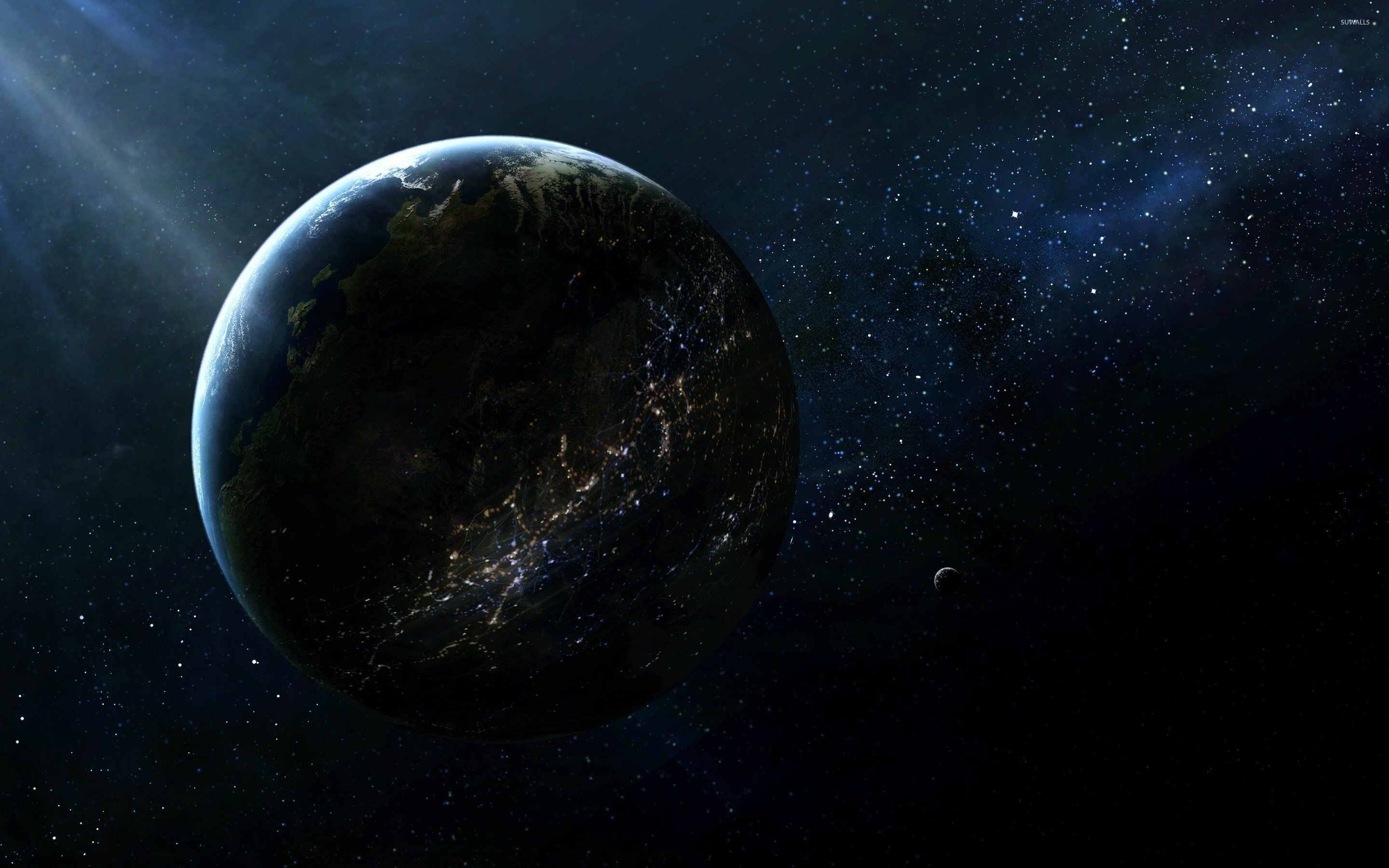 Earth at Night: The stars come out to watch the daylight die, Celestial sphere. 2880x1800 HD Background.
