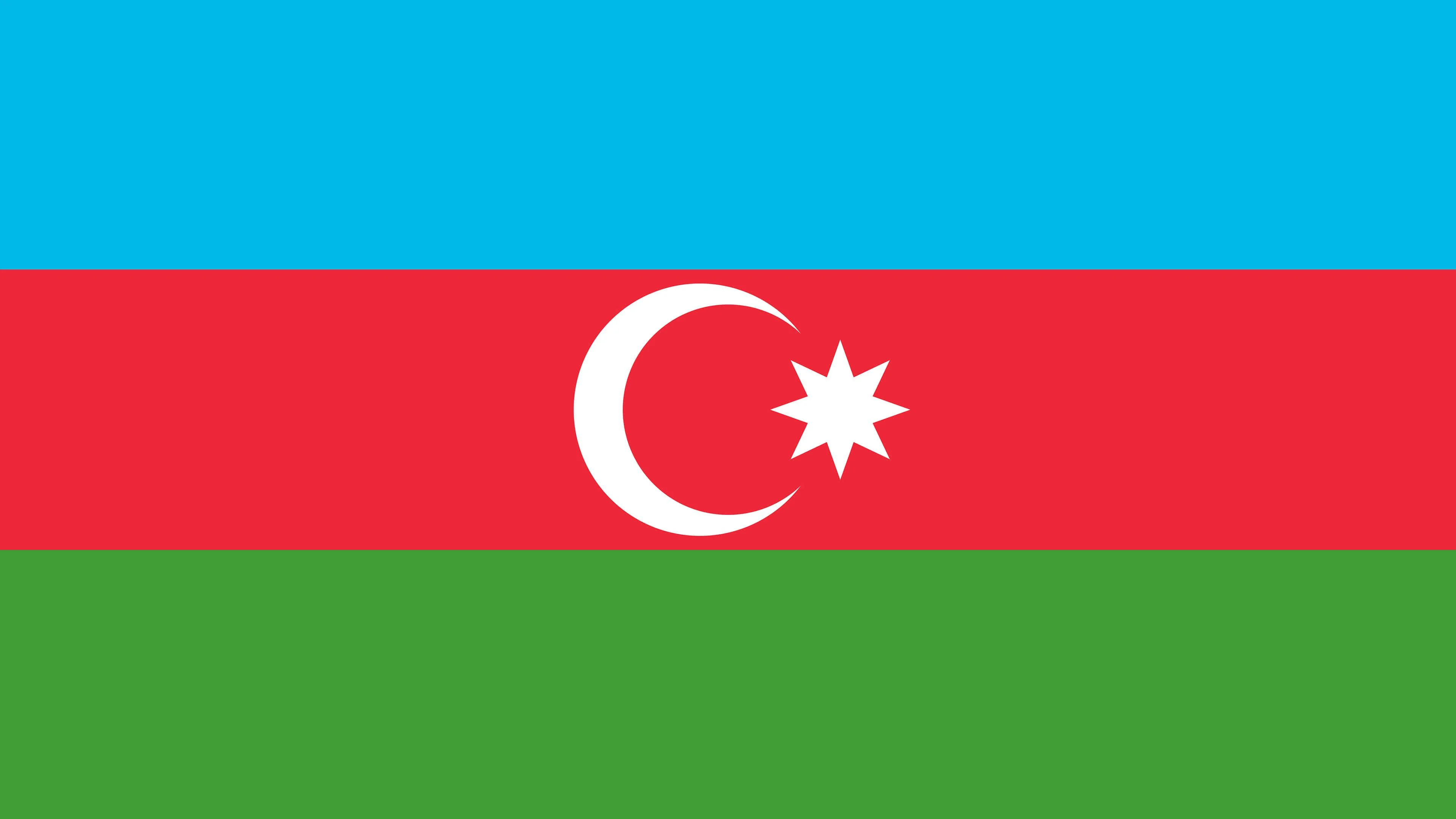 Azerbaijan: Azerbaijani flag, A horizontal tricolor. 3840x2160 4K Background.