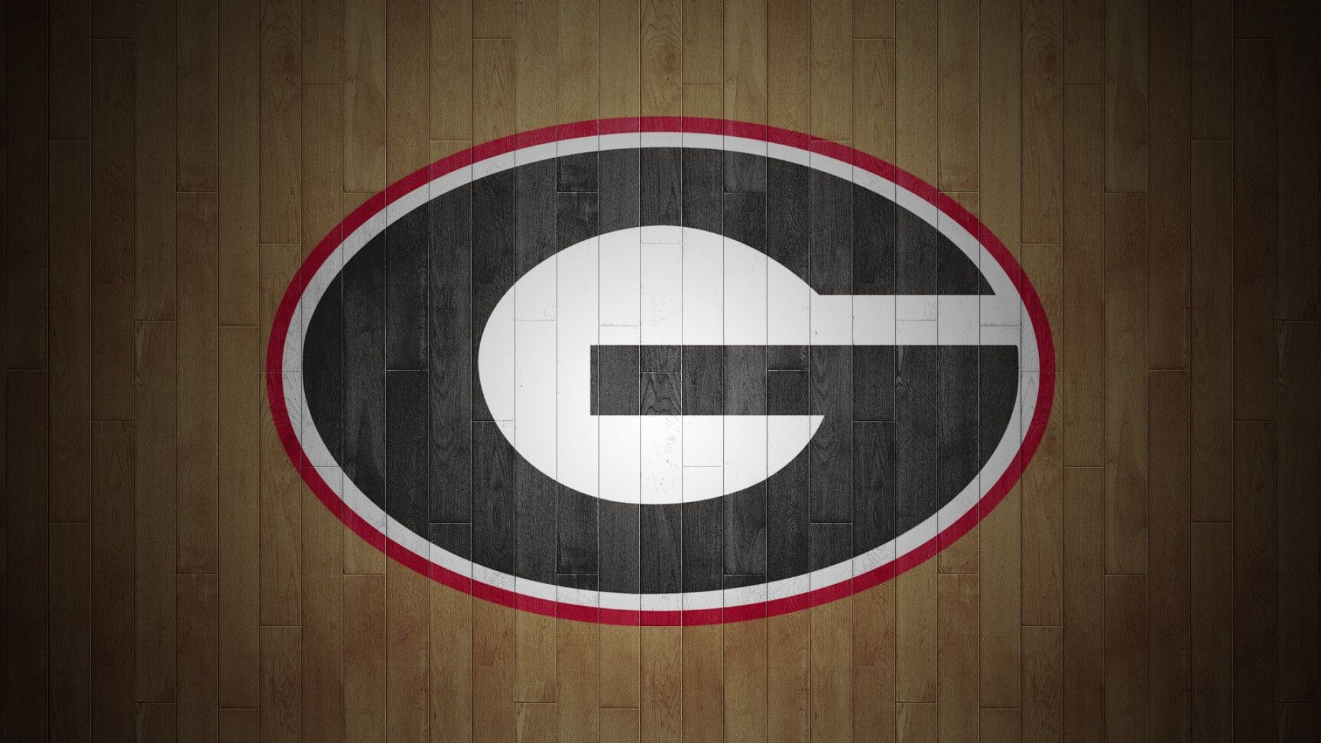 Georgia Bulldogs: Wooden floor, American college football team symbol, UGA Football. 1920x1080 Full HD Wallpaper.