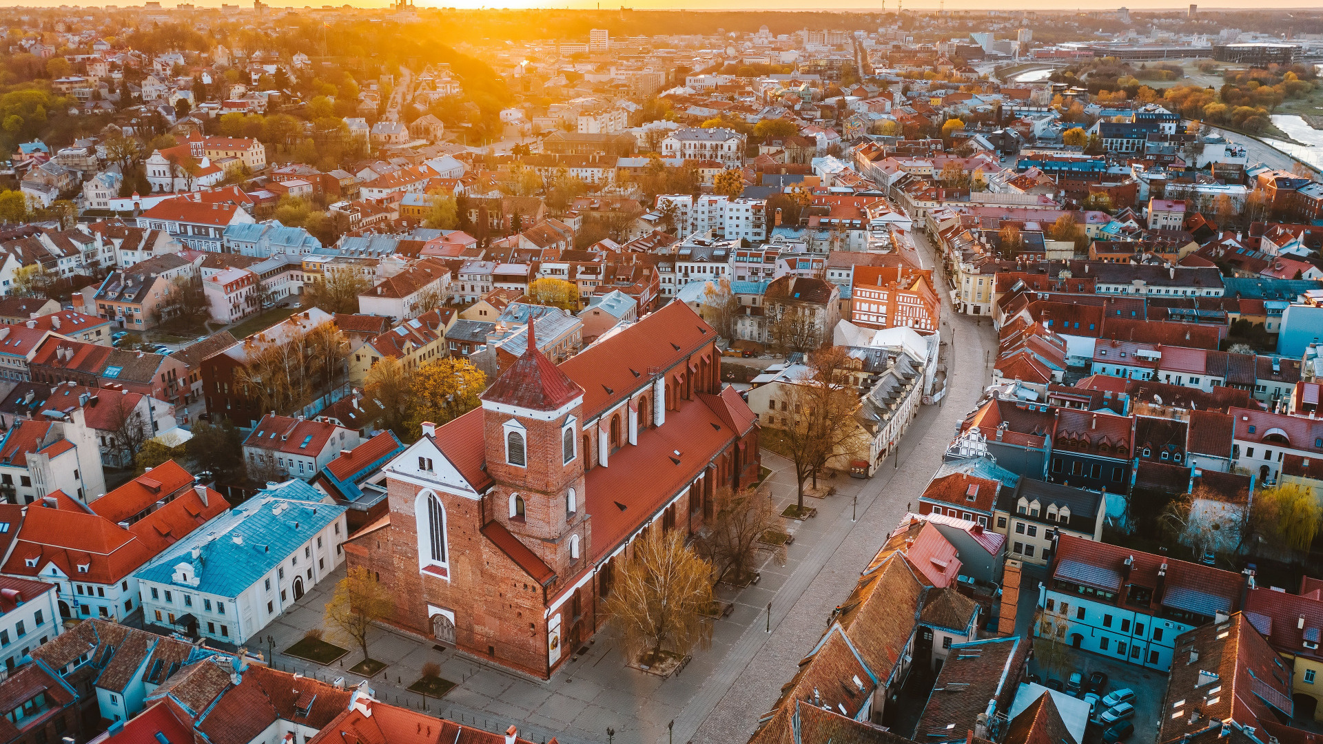 Lithuania travels, Sunrise lithuania kaunas, Old town section, 1920x1080 Full HD Desktop