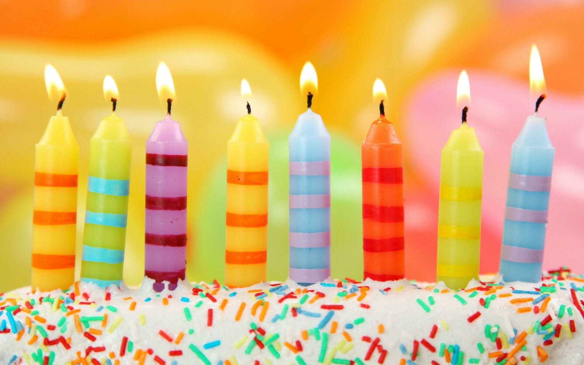 Birthday Party: Lit candles, Celebration, Sweets, Sprinkles. 1920x1200 HD Background.