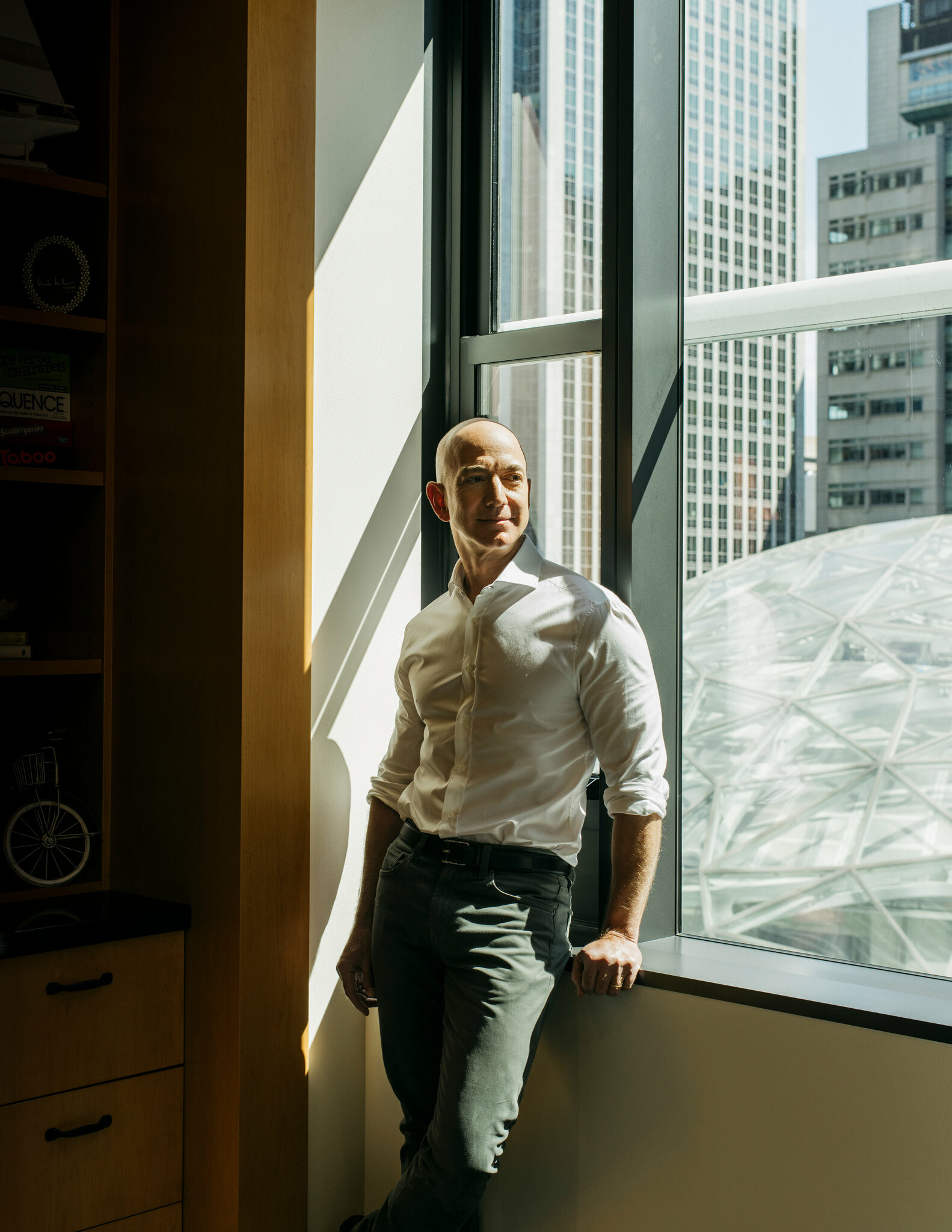 Jeff Bezos: An entrepreneur, investor, and media proprietor. 1590x2050 HD Background.