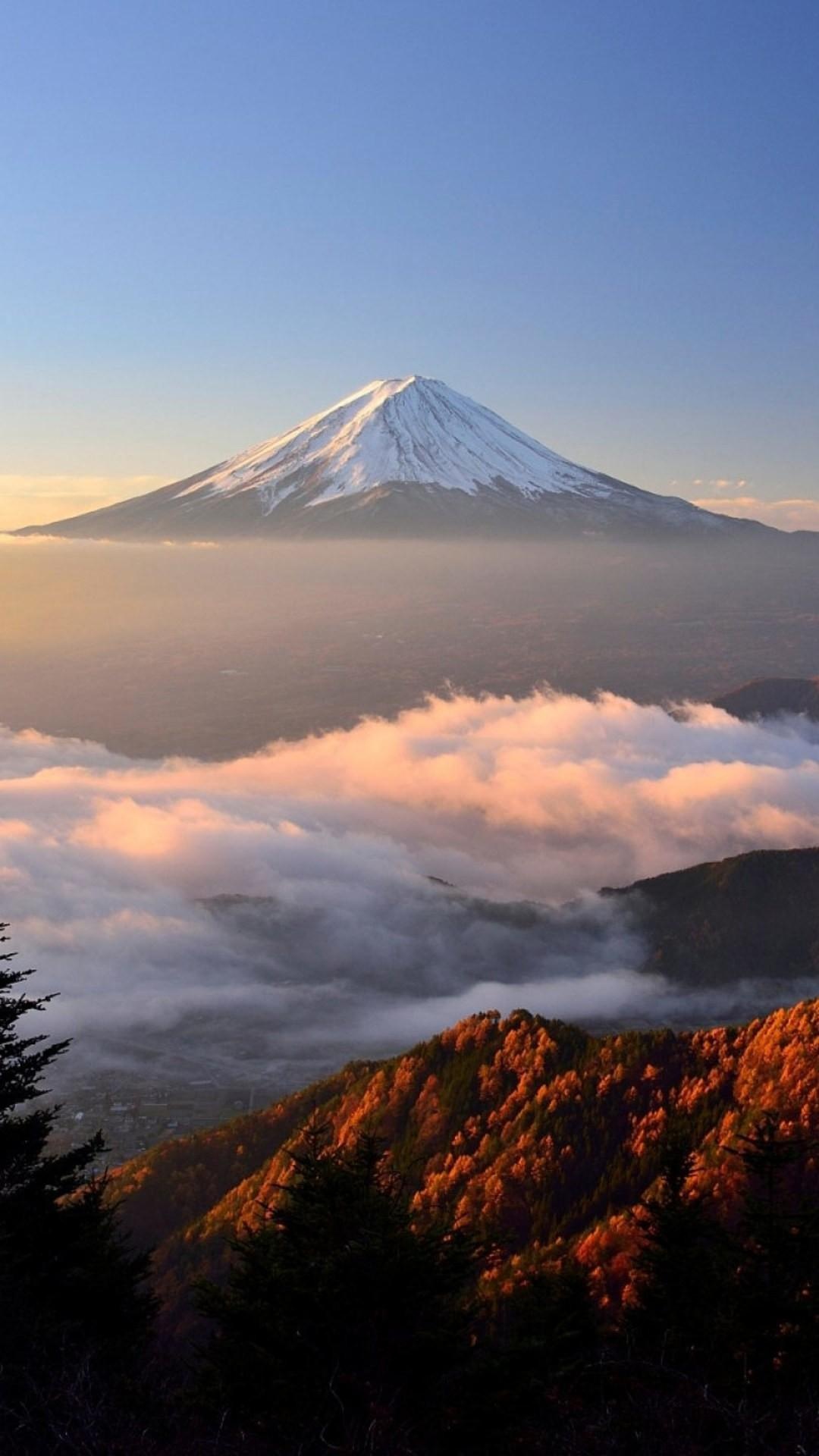 Mount Fuji sunset, Volcanic wonders, Lake reflections, Spectacular landscapes, 1080x1920 Full HD Phone