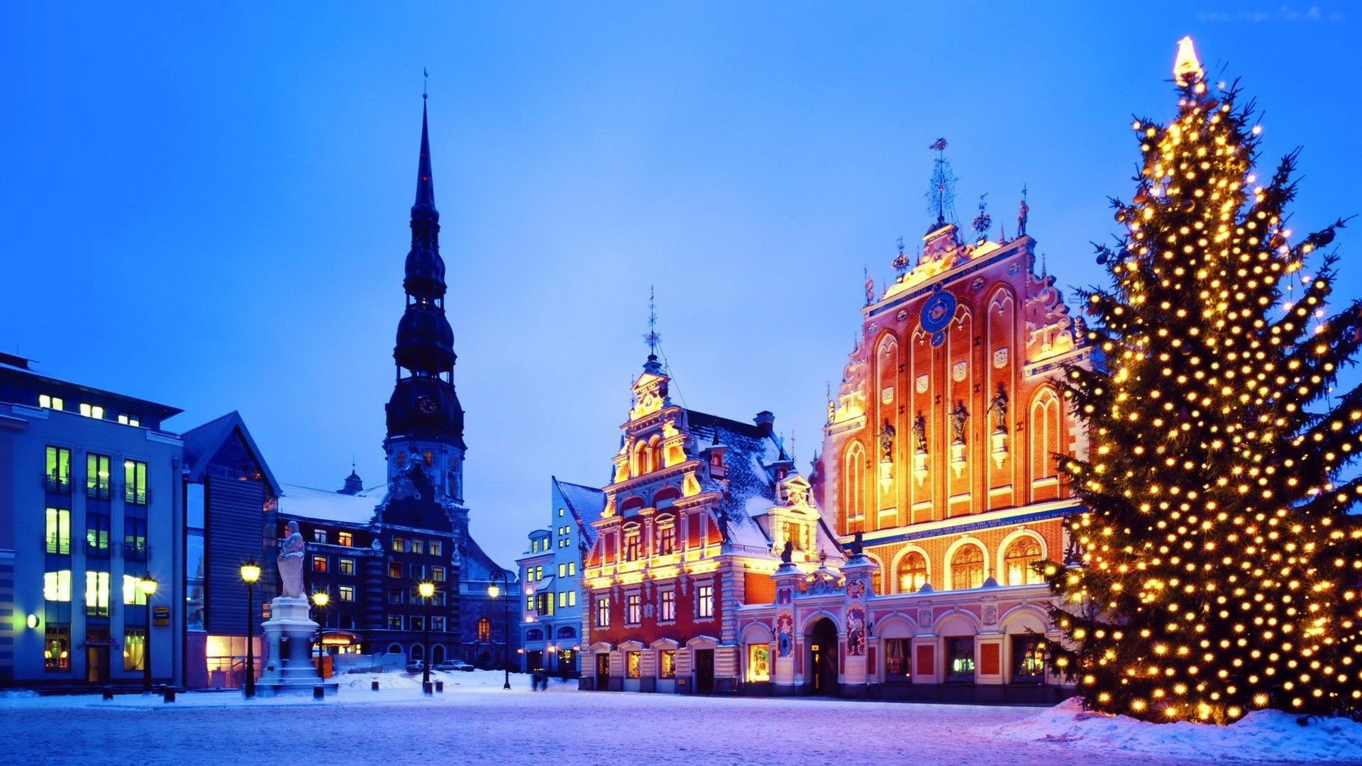 Riga, Latvia, Travels, Nighttime cityscape, 1920x1080 Full HD Desktop