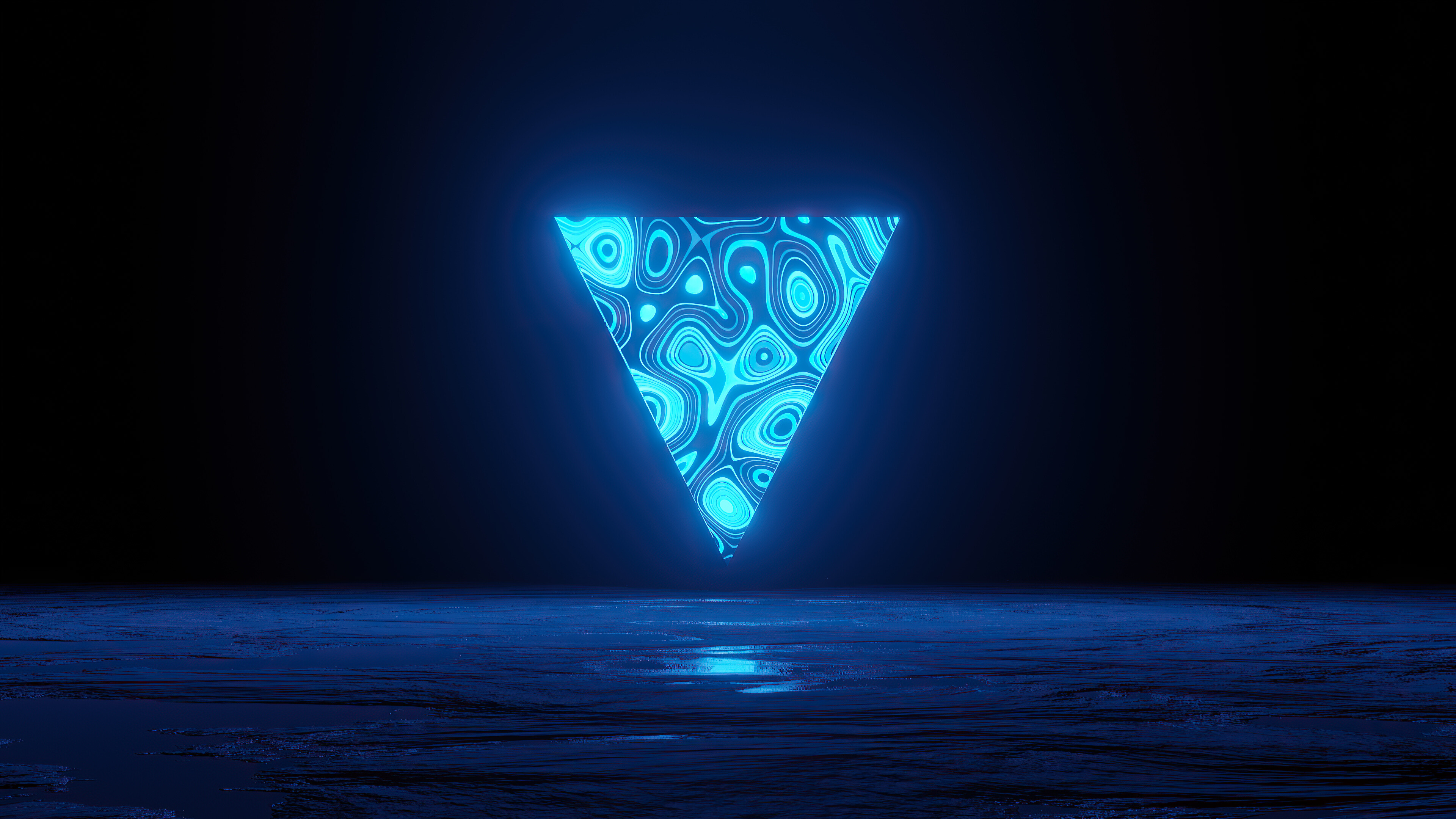 Triangle: Blue abstract closed figure with three sides. 3840x2160 4K Background.