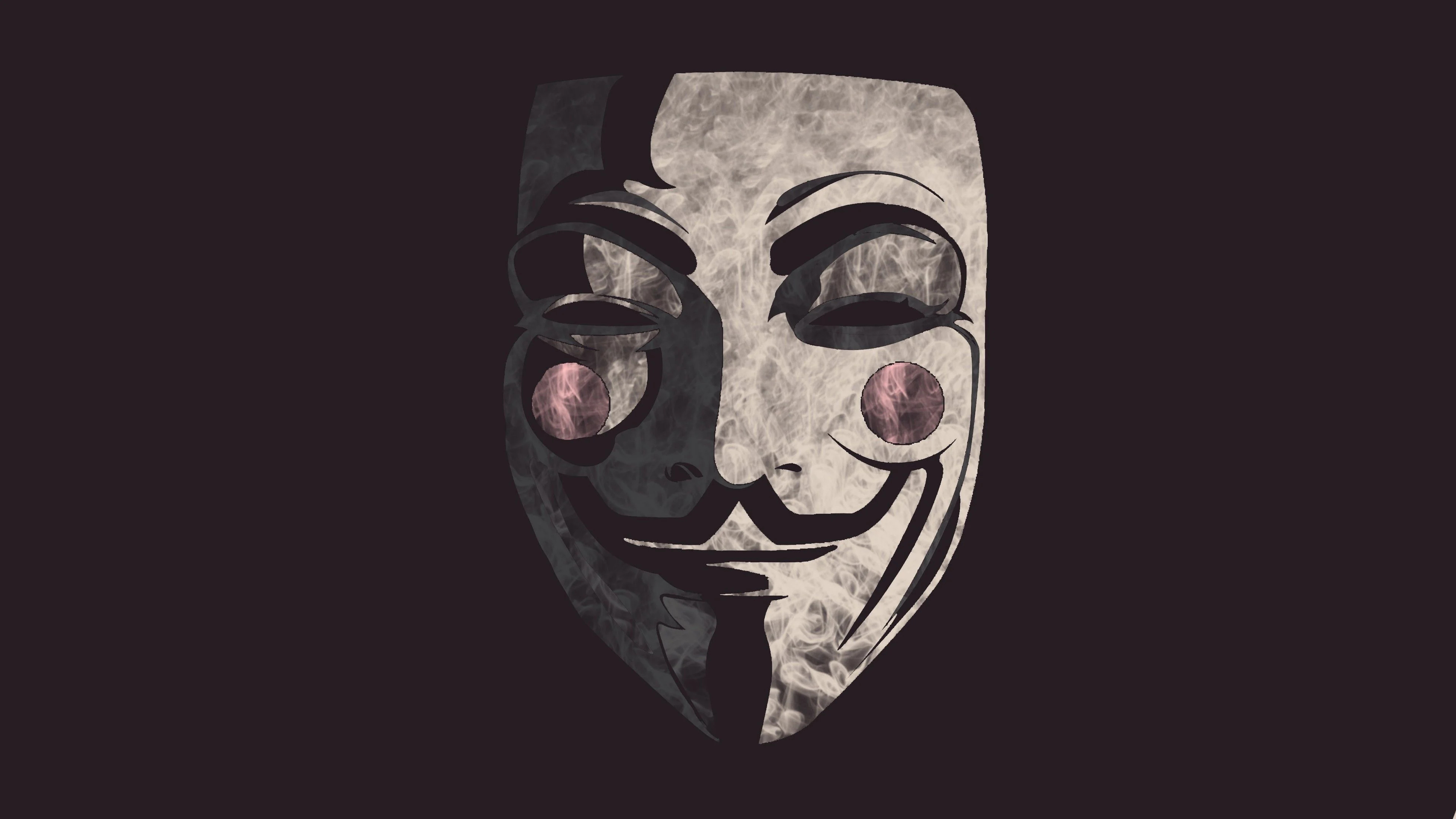 Guy Fawkes Mask: A stylized depiction of the best-known member of the Gunpowder Plot. 3840x2160 4K Wallpaper.