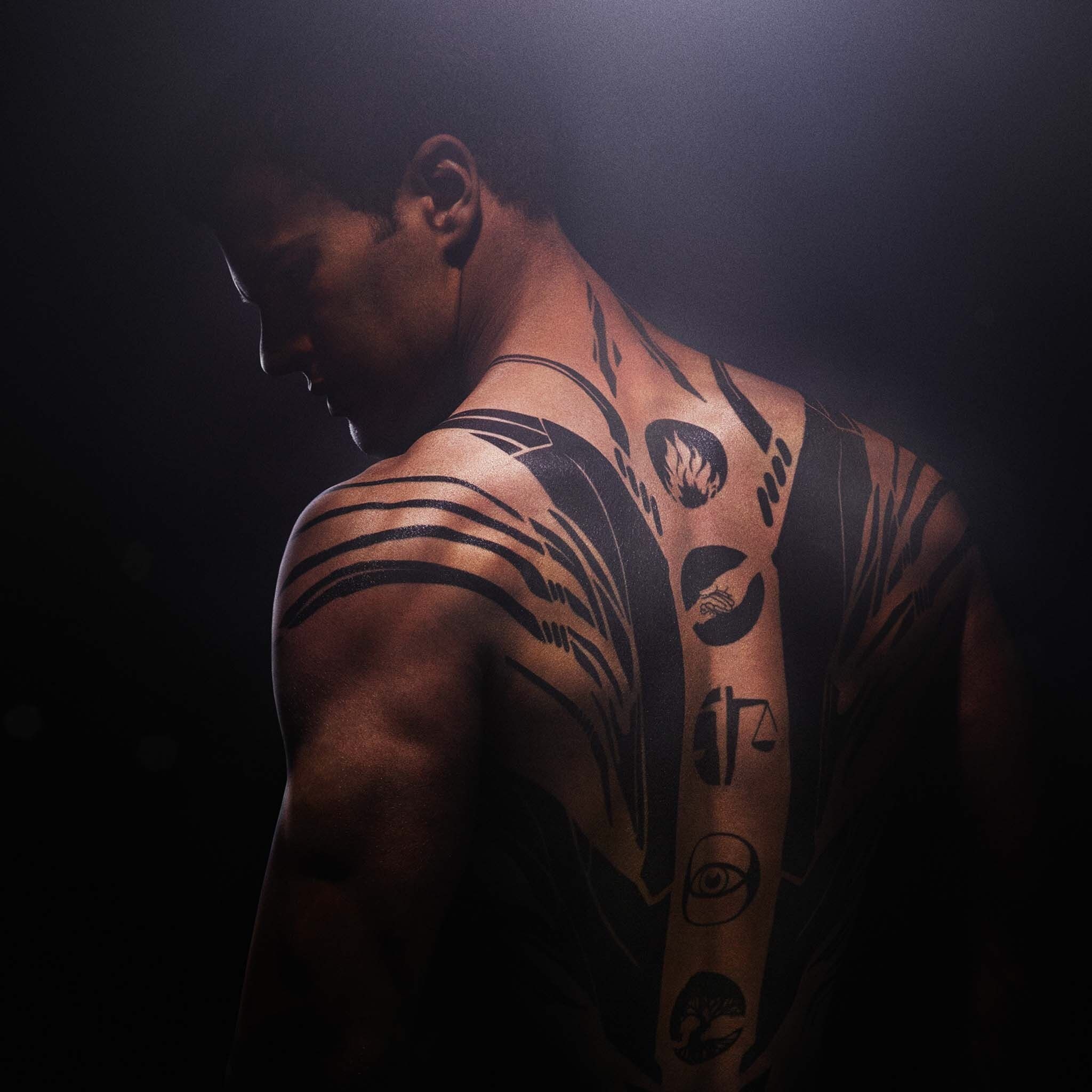 Theo James, Tobias tattoo, Divergent poster, Movie poster, 2050x2050 HD Phone