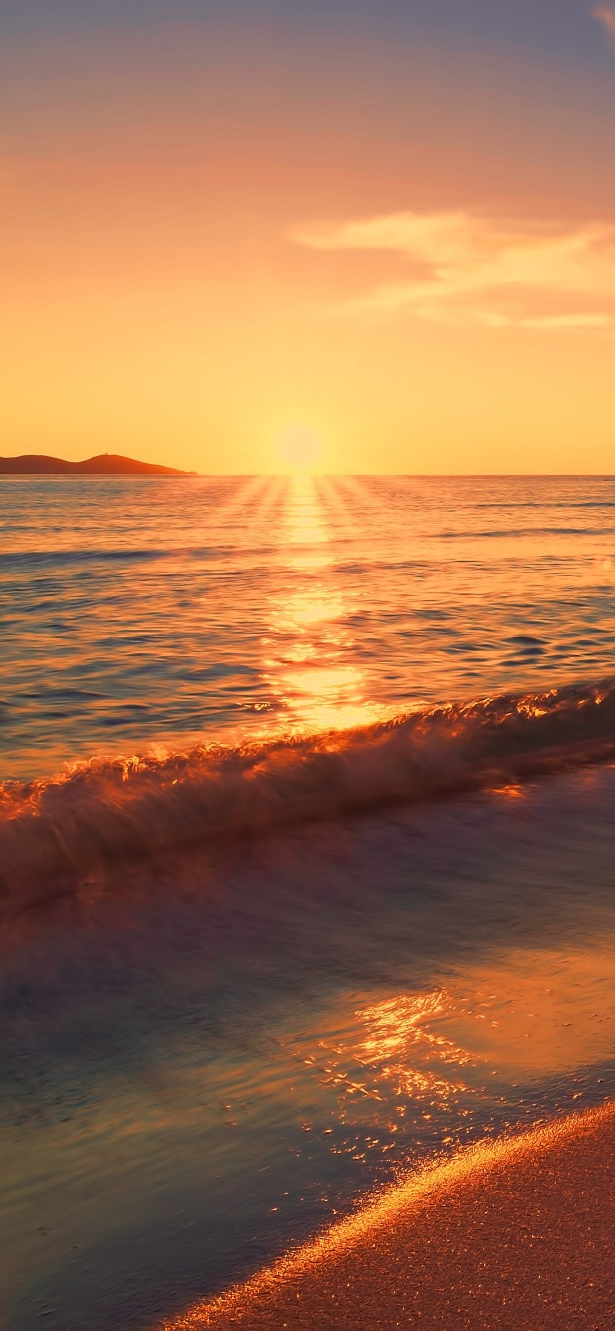 Strand Sonnenuntergang, Ruhiges Paradies, Goldene Stunde, Exquisite Aussicht, 1250x2690 HD Handy