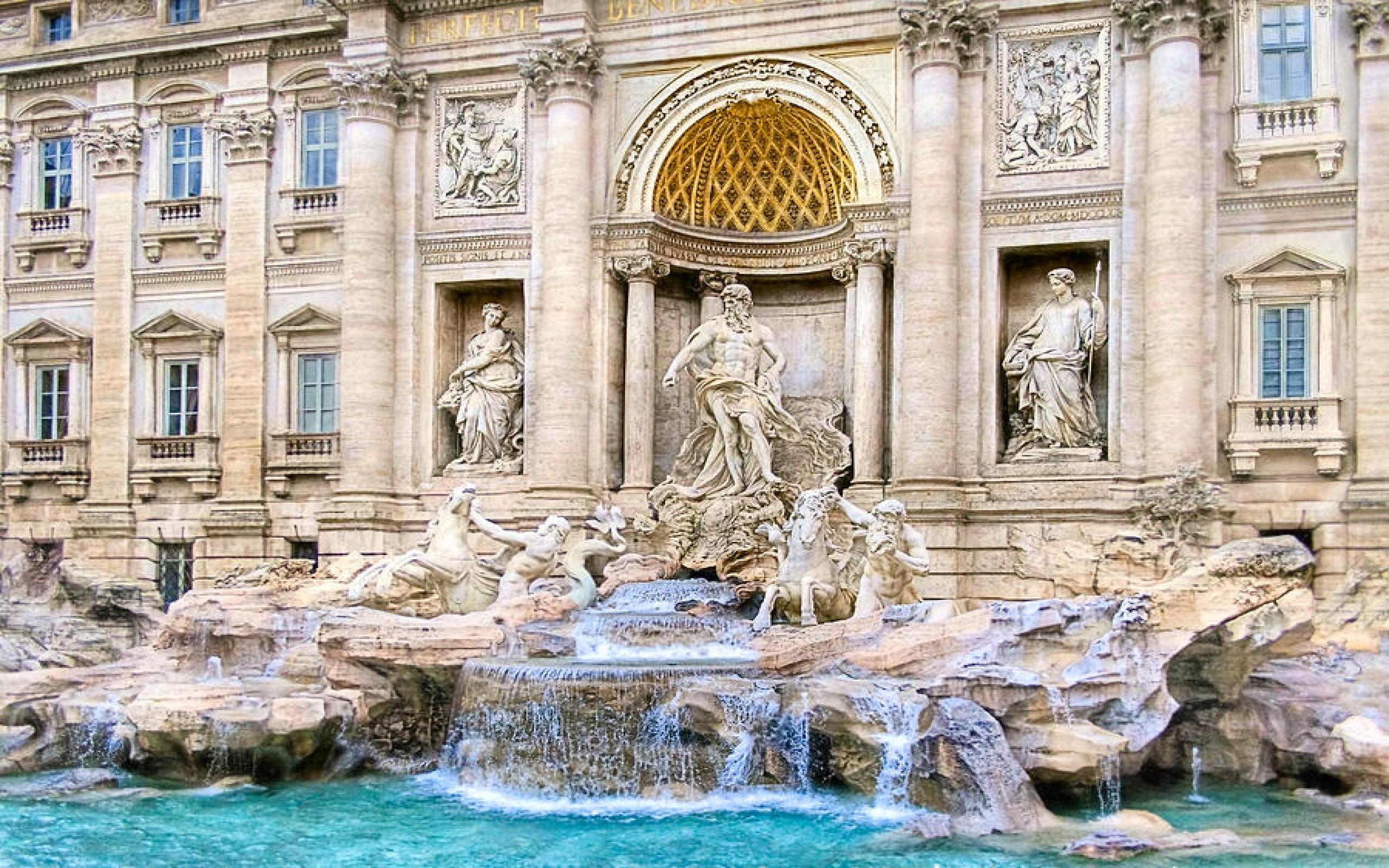 Trevi Fountain, Rome landmark, Captivating architecture, Italian tourism, 2560x1600 HD Desktop