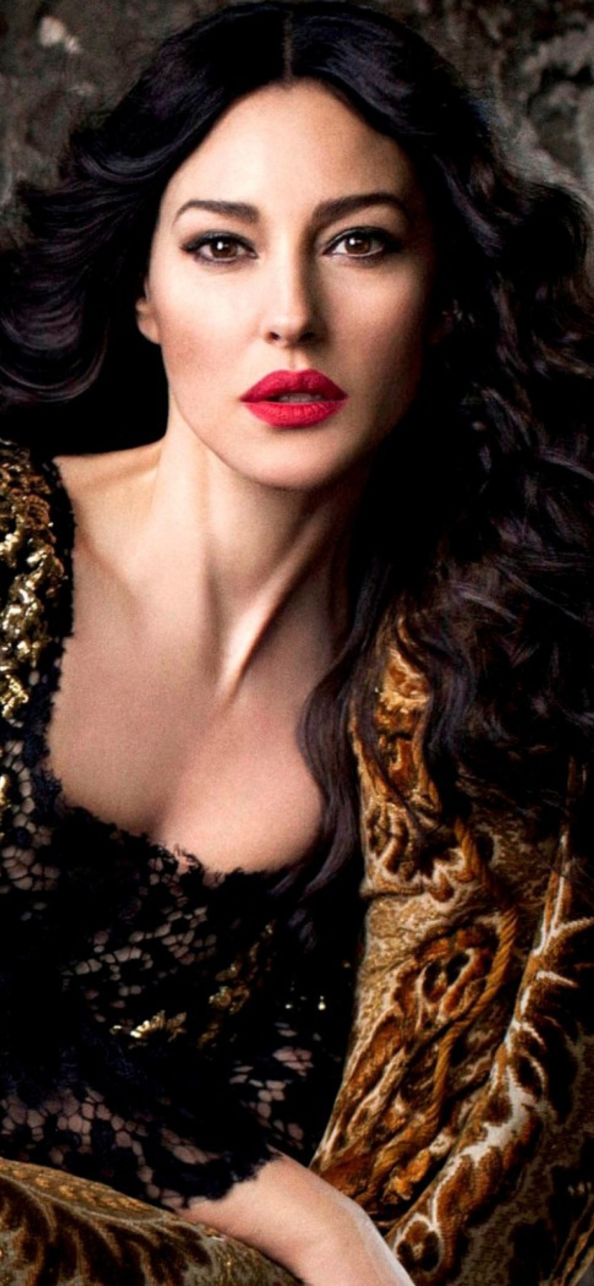Monica Bellucci: The face of Dolce and Gabbana's Monica Lipstick Collection, 2012. 1170x2540 HD Wallpaper.