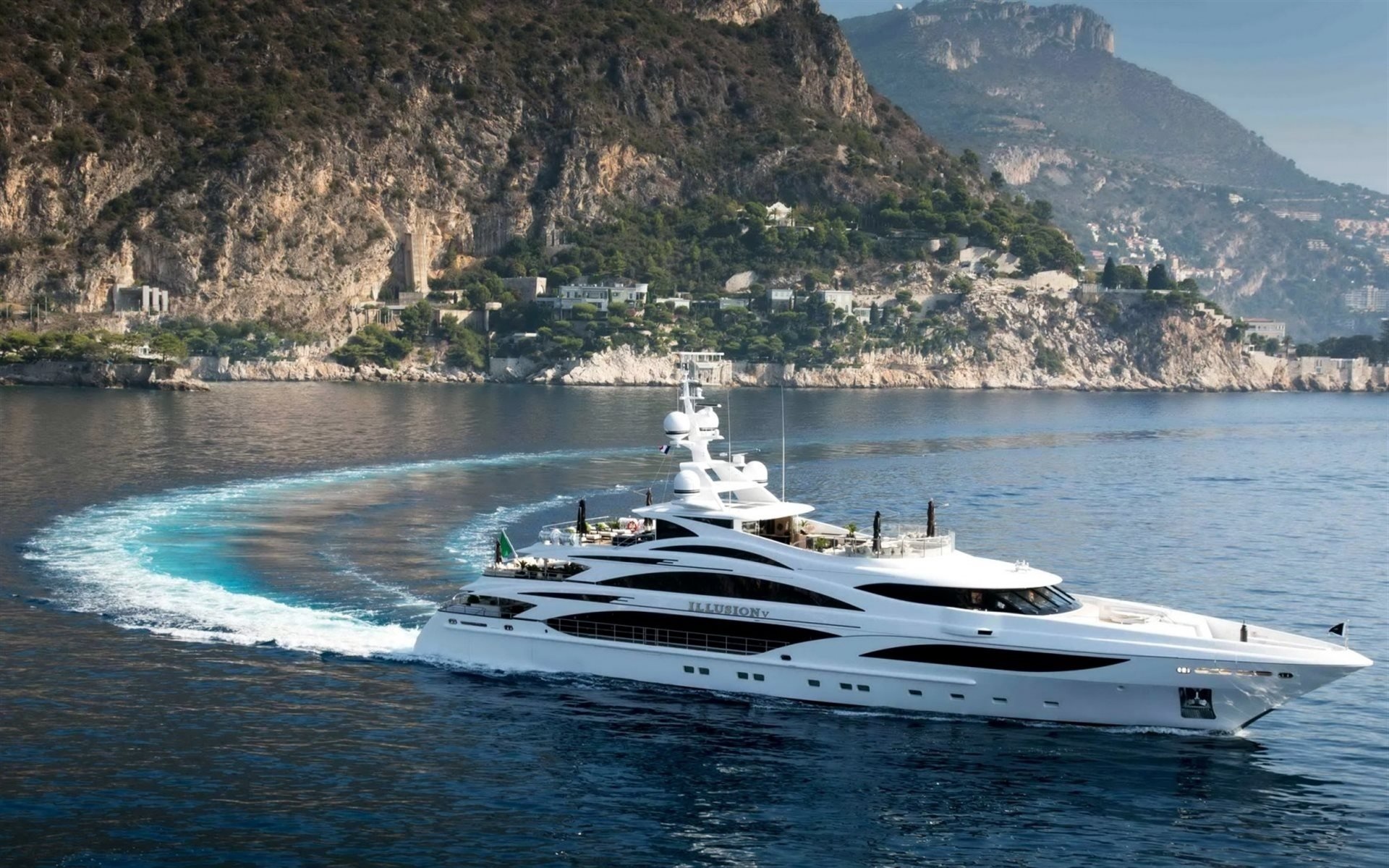 Yacht: Illusion V, Superyacht, Sea, Benetti, Private cruising. 1920x1200 HD Background.
