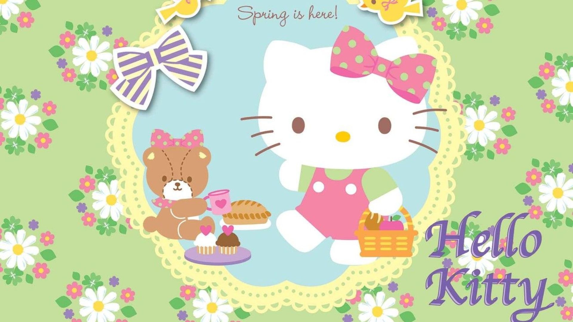 Picnic, Hello Kitty Spring Wallpaper, 1920x1080 Full HD Desktop
