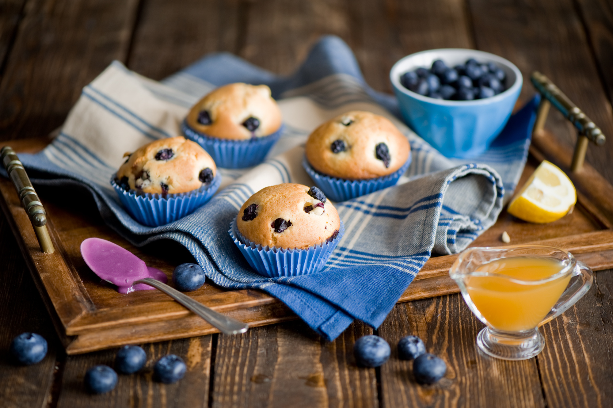 Muffin: A staple in American cuisine, baked goods, Blueberry. 2000x1340 HD Background.