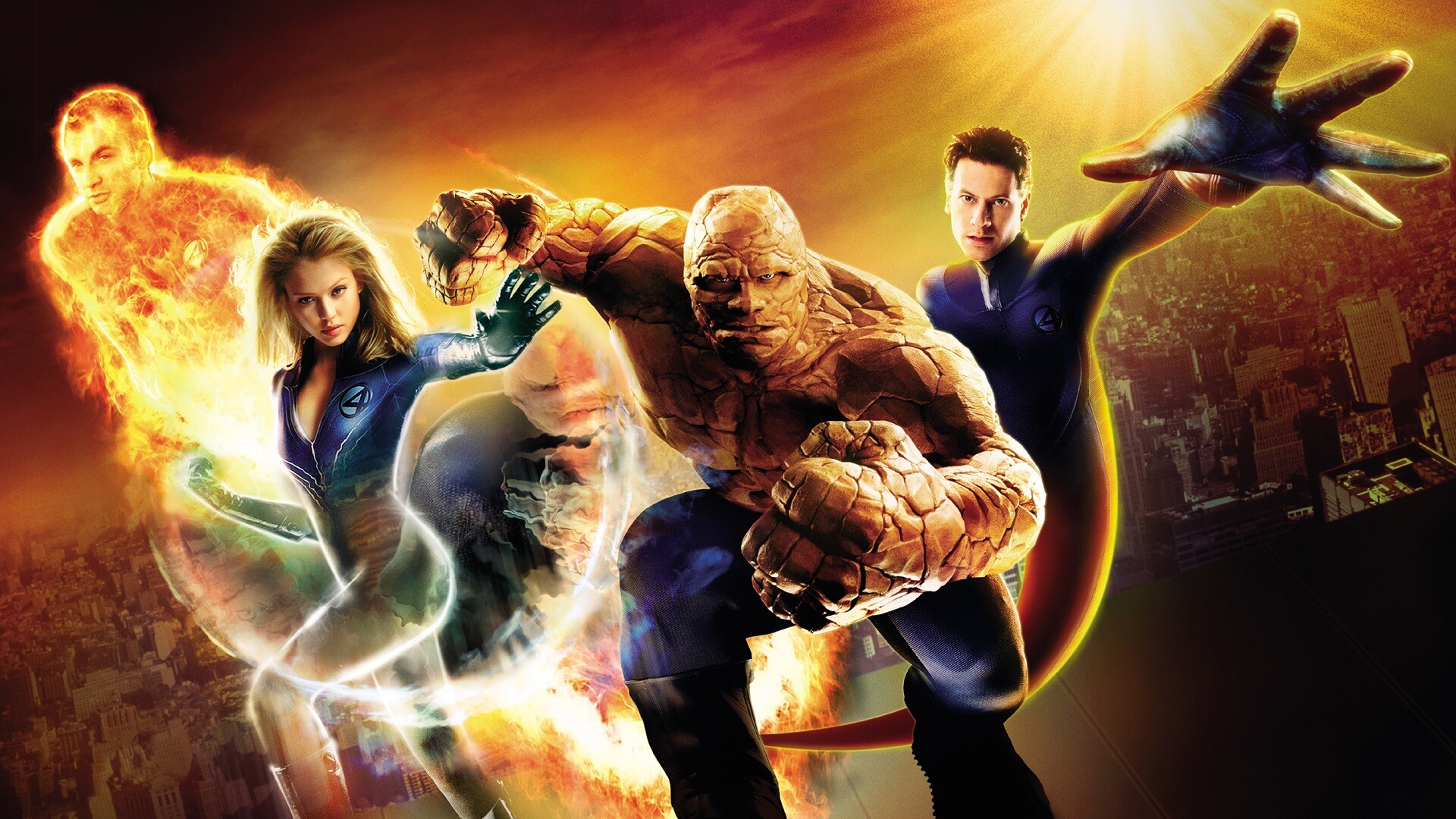 Fantastic 4: FF, Known formally as Reed Richards, Susan Storm, Ben Grimm and Johnny Storm. 1920x1080 Full HD Background.