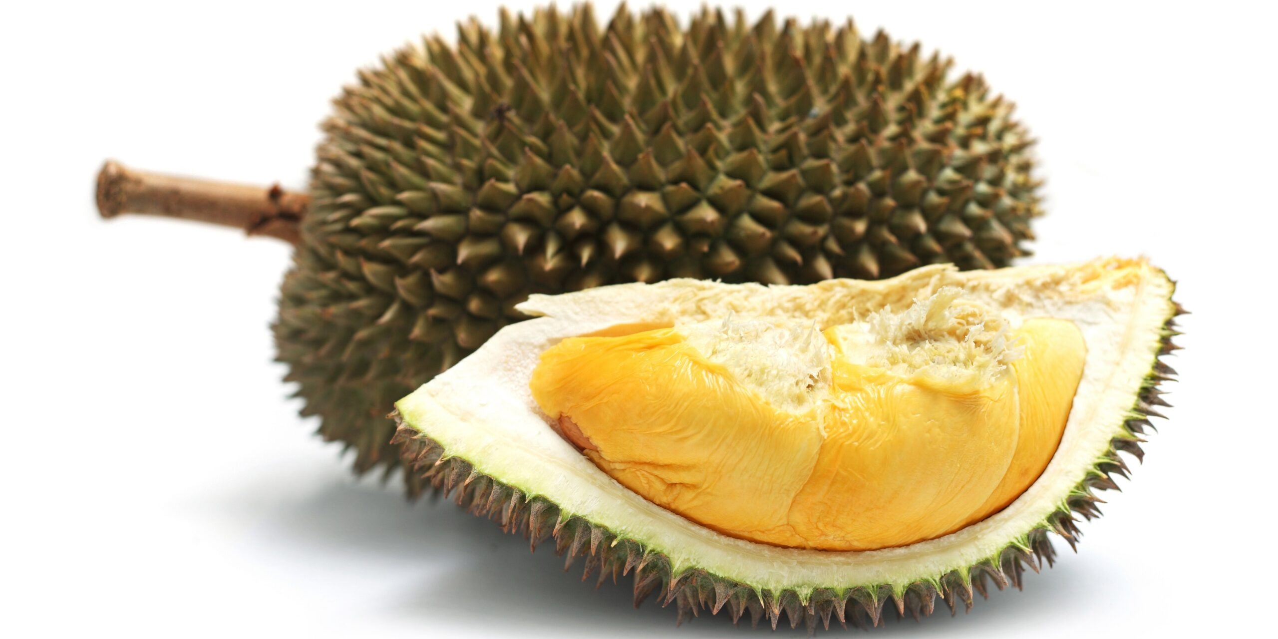 Durian: Nine species are used in human diet, Divine taste and horrible smell. 2560x1280 Dual Screen Wallpaper.