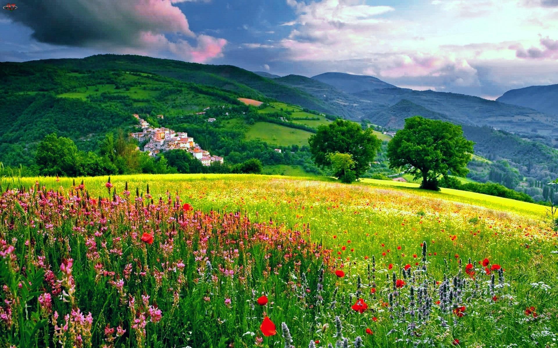 Mountain village, Panoramic views, Stunning backdrop, Nature's tranquility, 1920x1200 HD Desktop