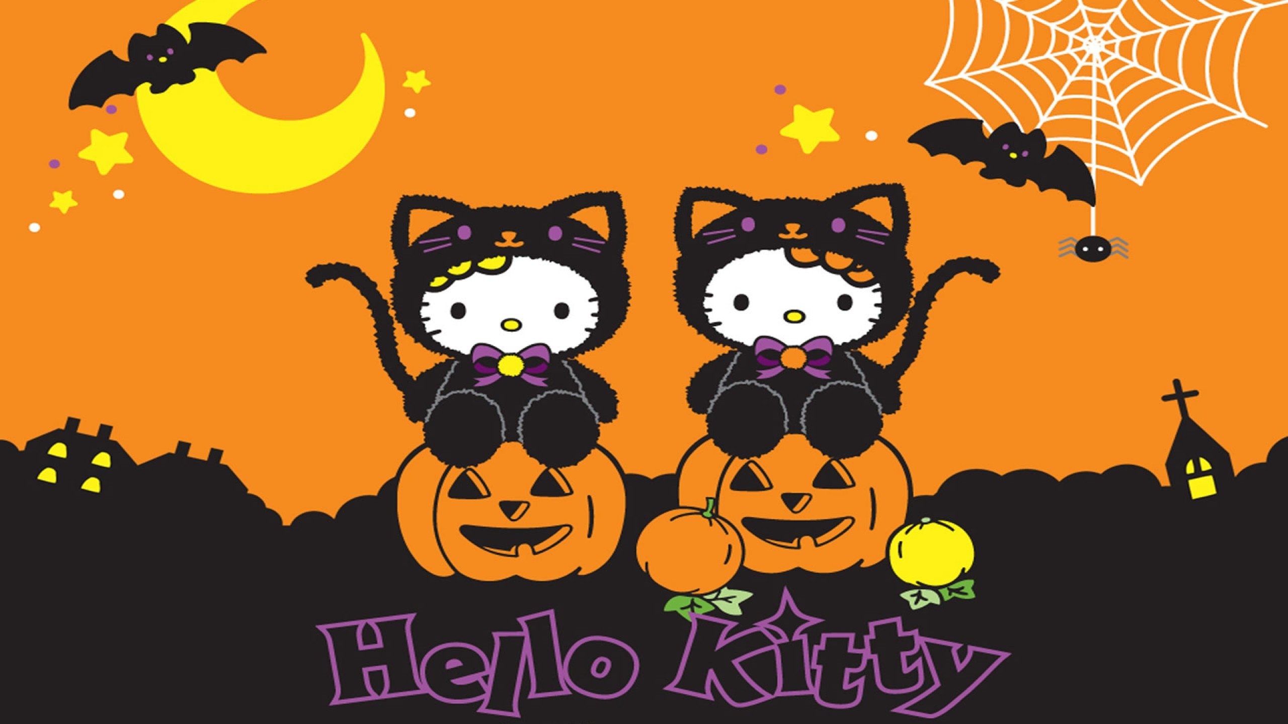 Hello Kitty Halloween, Cute cartoon cat, Halloween-themed wallpaper, Adorable character, 2560x1440 HD Desktop