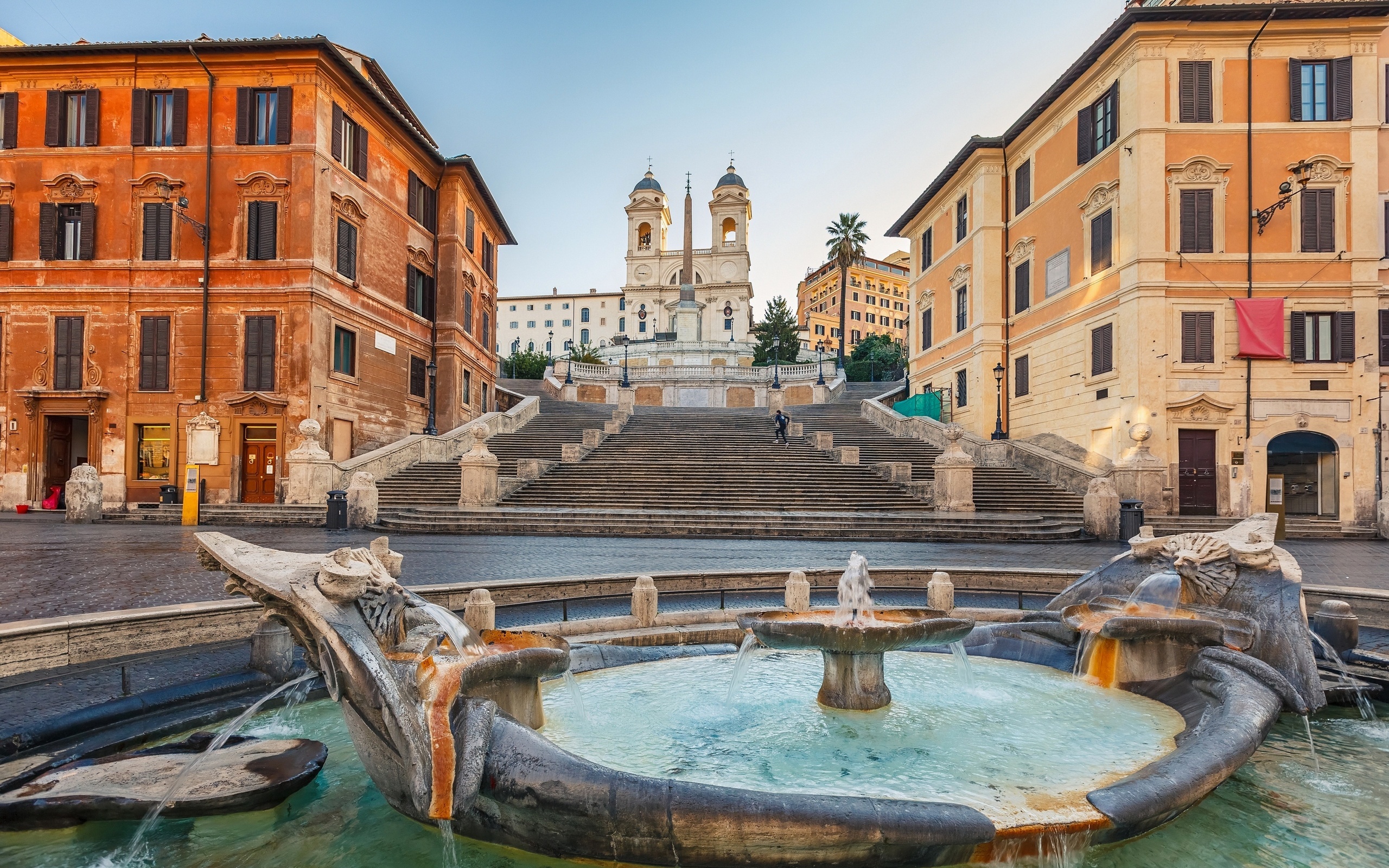 Spanish Steps, Barcaccia fountain, Baroque architecture, Famous landmark, 2560x1600 HD Desktop
