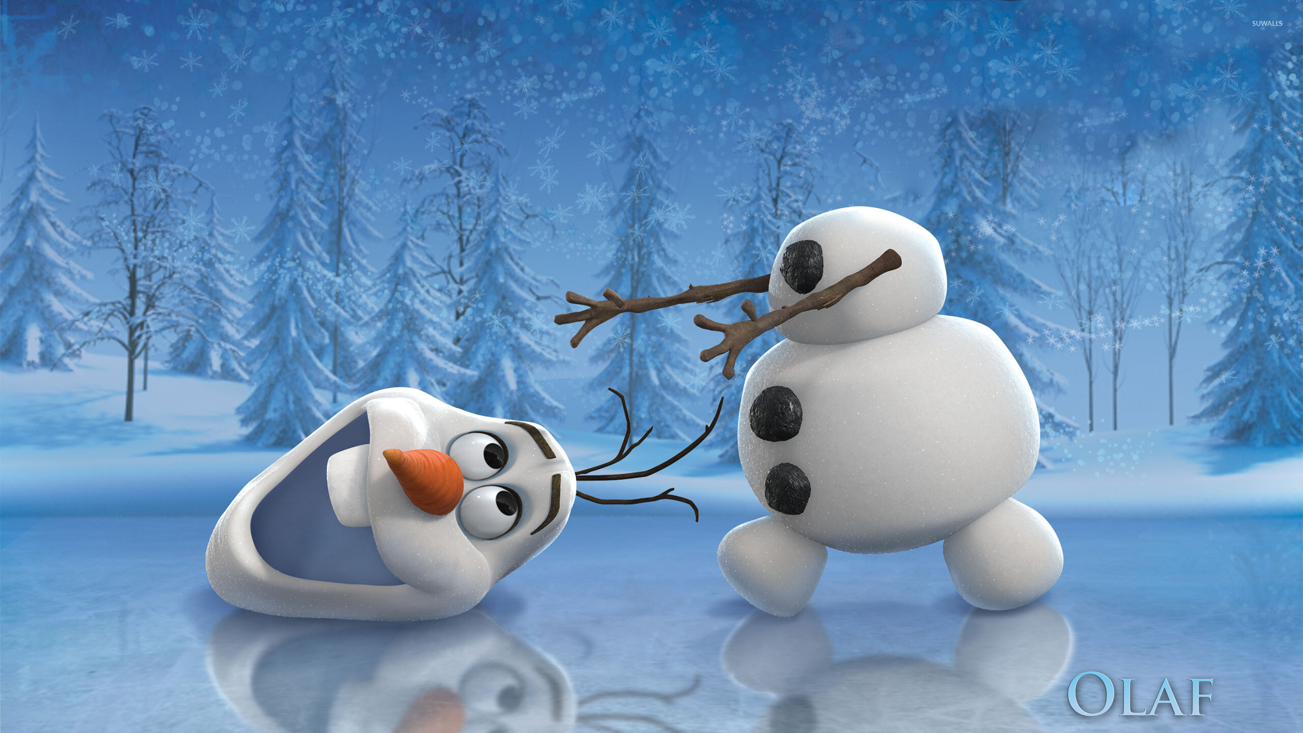 Frozen: As a snowman Anna and Elsa built together as kids, Olaf represents innocent love and the joy the sisters once had when they were young before being split. 2560x1440 HD Wallpaper.