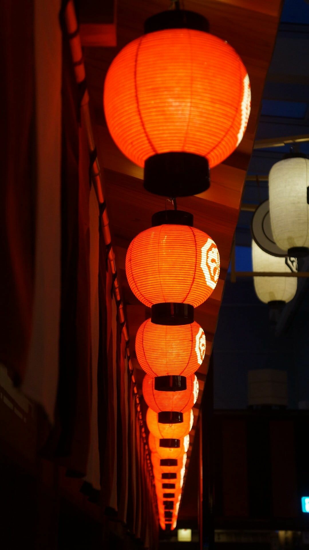 Lanterns: A decorative casing for a light, made of paper, Chochin. 1080x1920 Full HD Wallpaper.