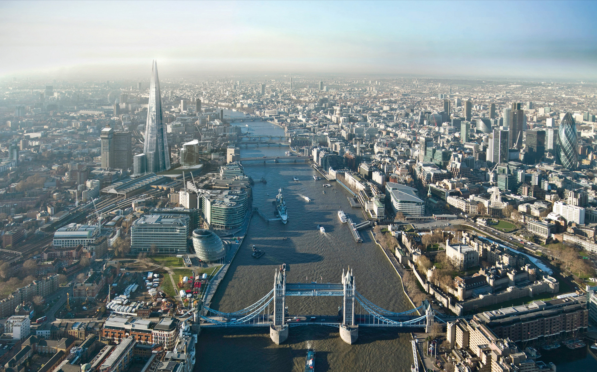 Luftbildtapete von London, 1920x1200 HD Desktop