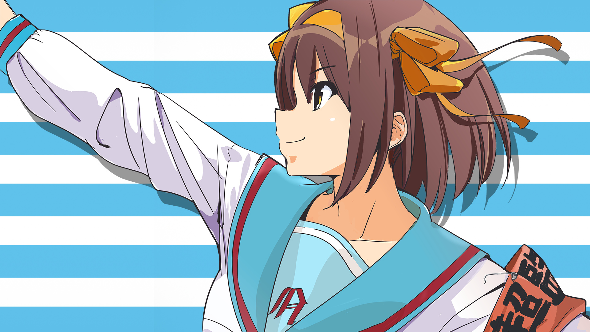 Suzumiya Haruhi, School uniform, Anime girl, 1920x1080 Full HD Desktop
