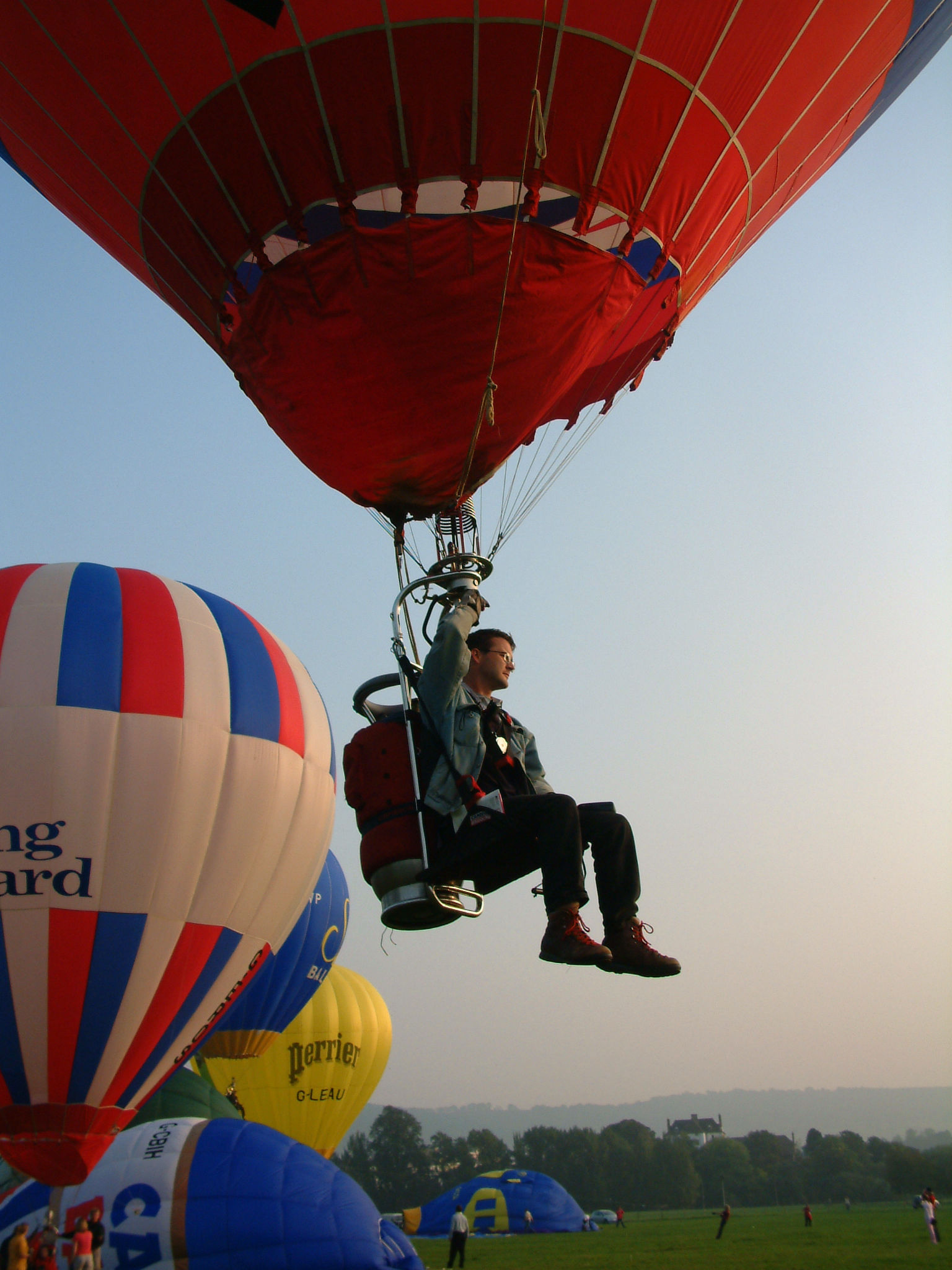 Hopper Ballooning: One-person hot air balloon, Usage of a seat instead of a basket, Windsports. 1540x2050 HD Background.