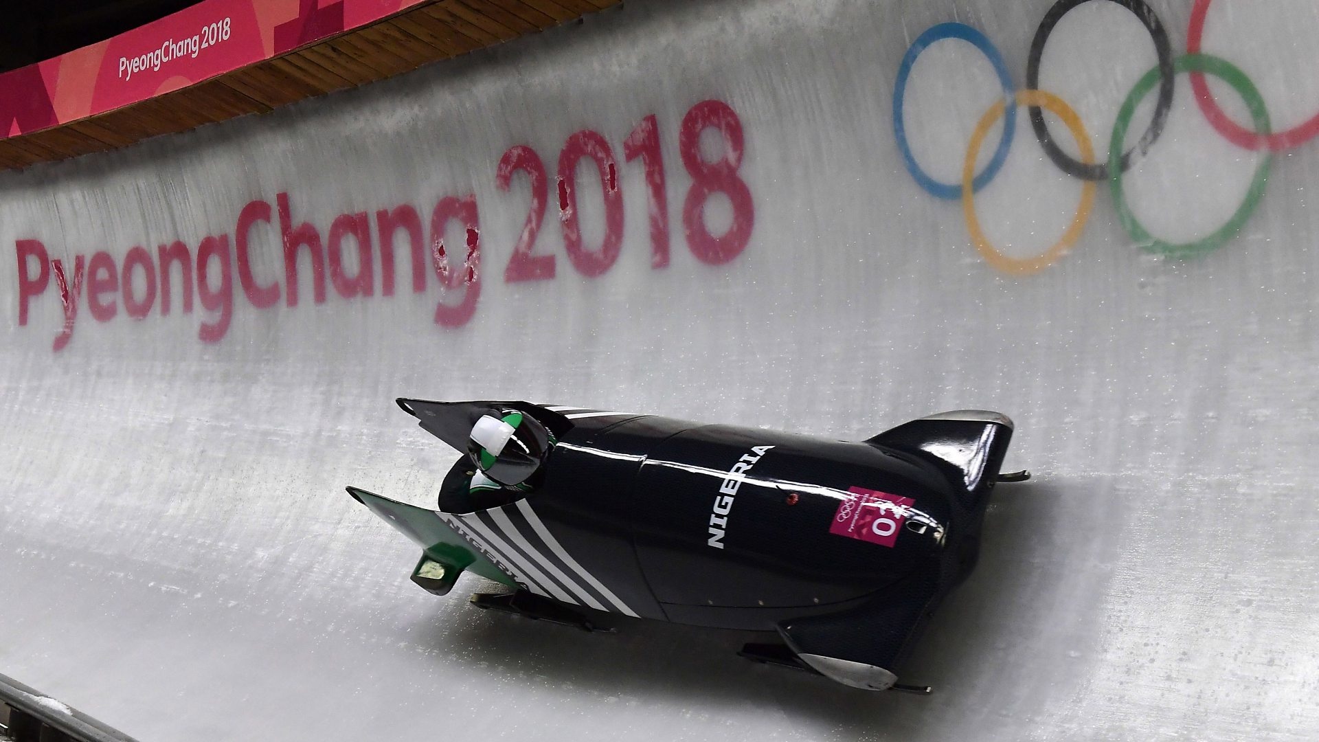 Bobsleigh: Nigeria's bobsled team, The 2018 PyeongChang Winter Olympic Games. 1920x1080 Full HD Background.