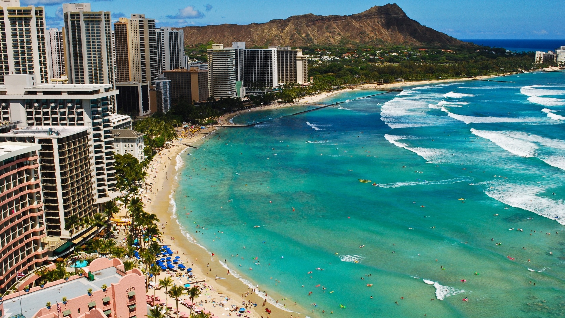 Waikiki beach wallpaper, Desktop HD backgrounds, Free download, Stunning coastal views, 1920x1080 Full HD Desktop