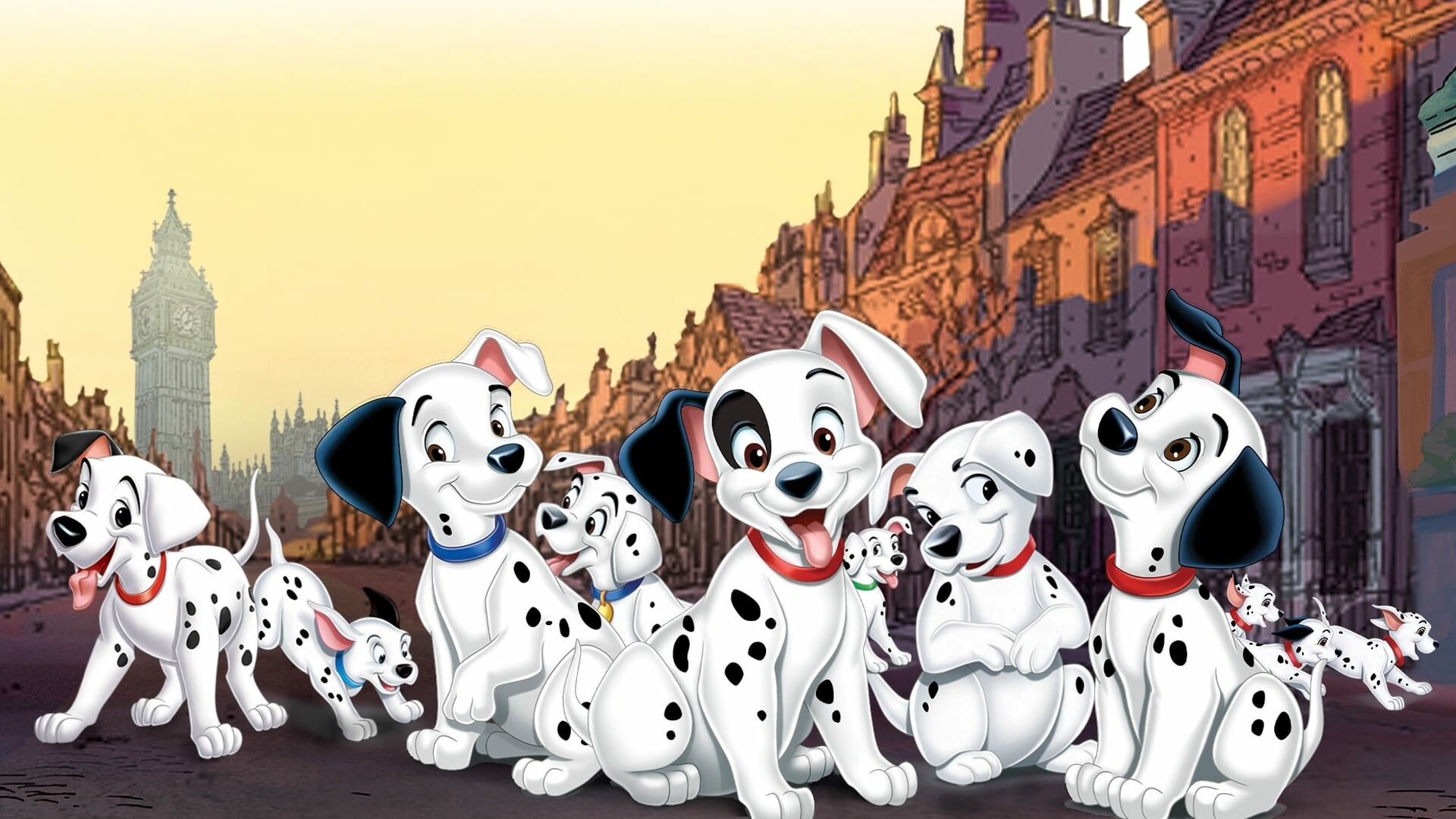 One Hundred and One Dalmatians: Disney's classic puppy tale, Dalmatian dogs. 1920x1080 Full HD Wallpaper.