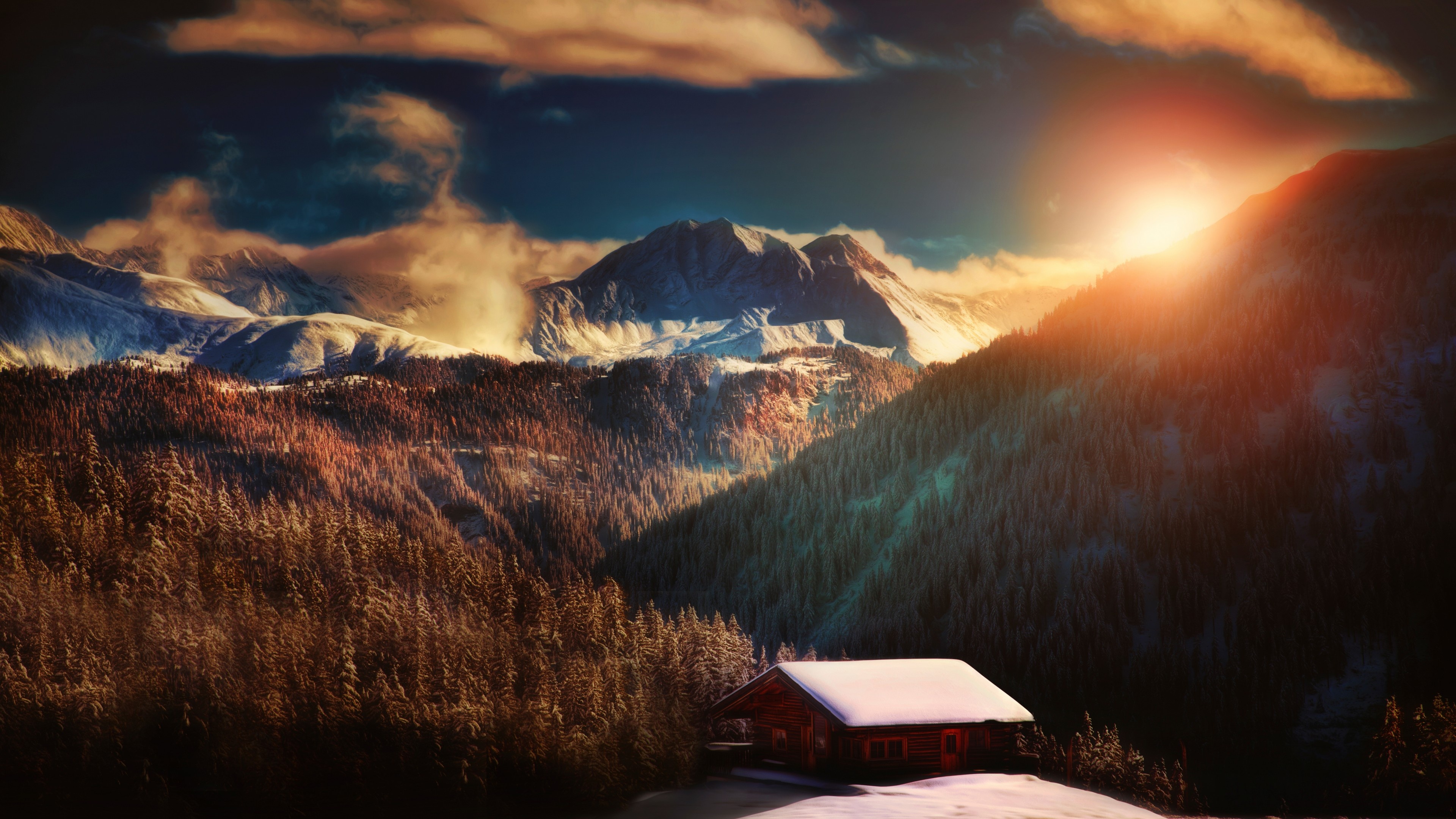 Alps wallpaper, France mountain sunset, 3840x2160 4K Desktop