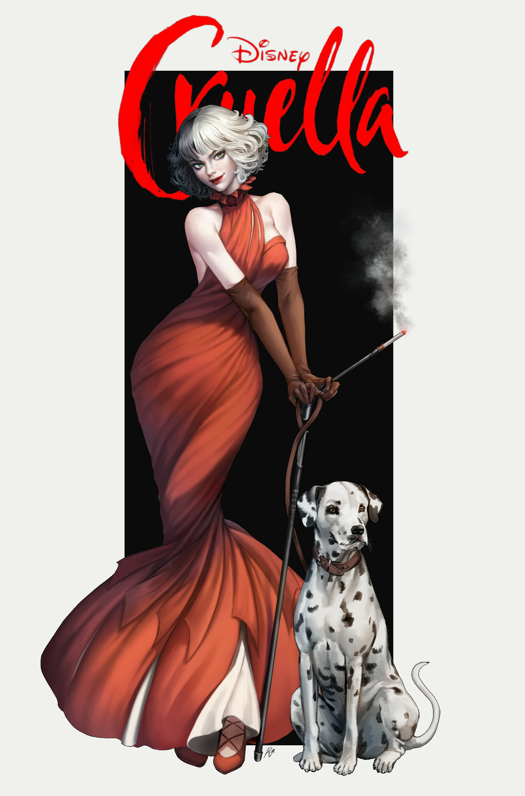 Cruella (2021): An ambitious grifter and aspiring fashion designer, who goes on to become a notorious and dangerous criminal, Art. 1840x2780 HD Background.