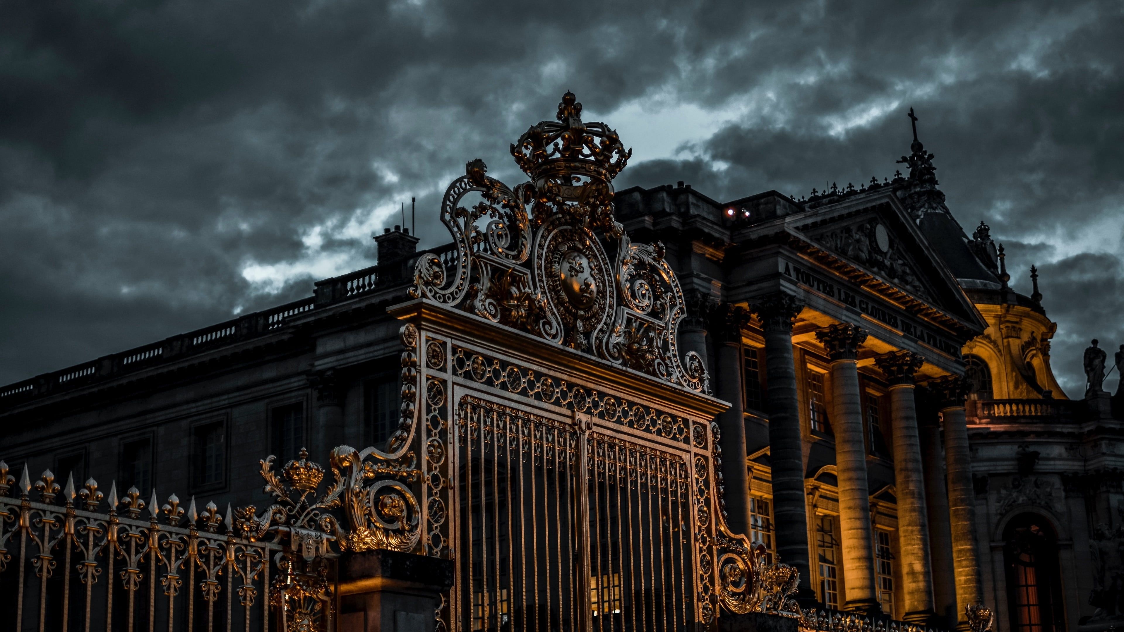 Cloudy sky, Versailles gate, Darkness architecture, Small group travel, 3840x2160 4K Desktop