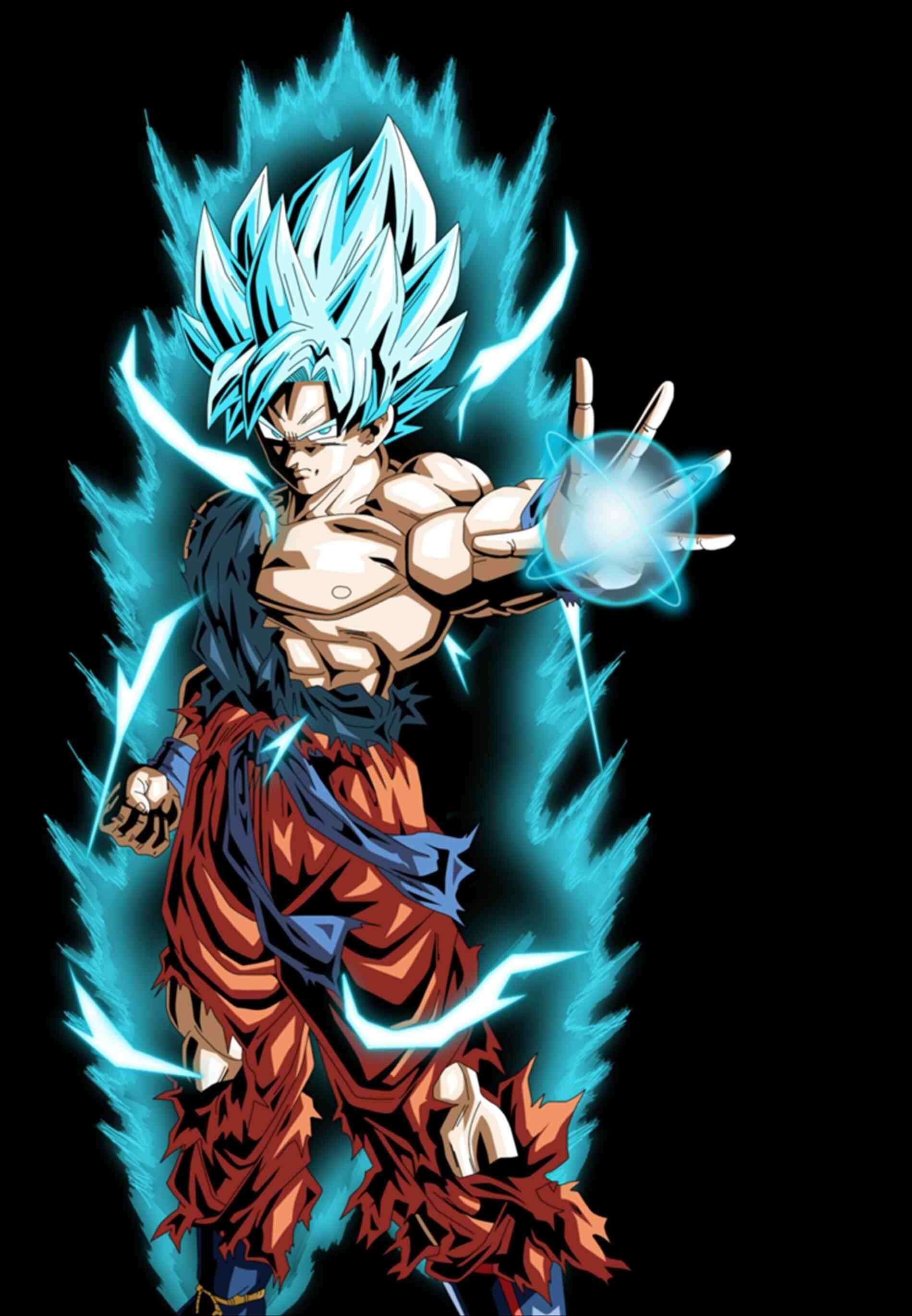 Goku Kamehameha: Super Saiyan Blue, The ultimate transformation of the Saiyan race, A vibrant blue, flame-like aura. 1900x2740 HD Wallpaper.