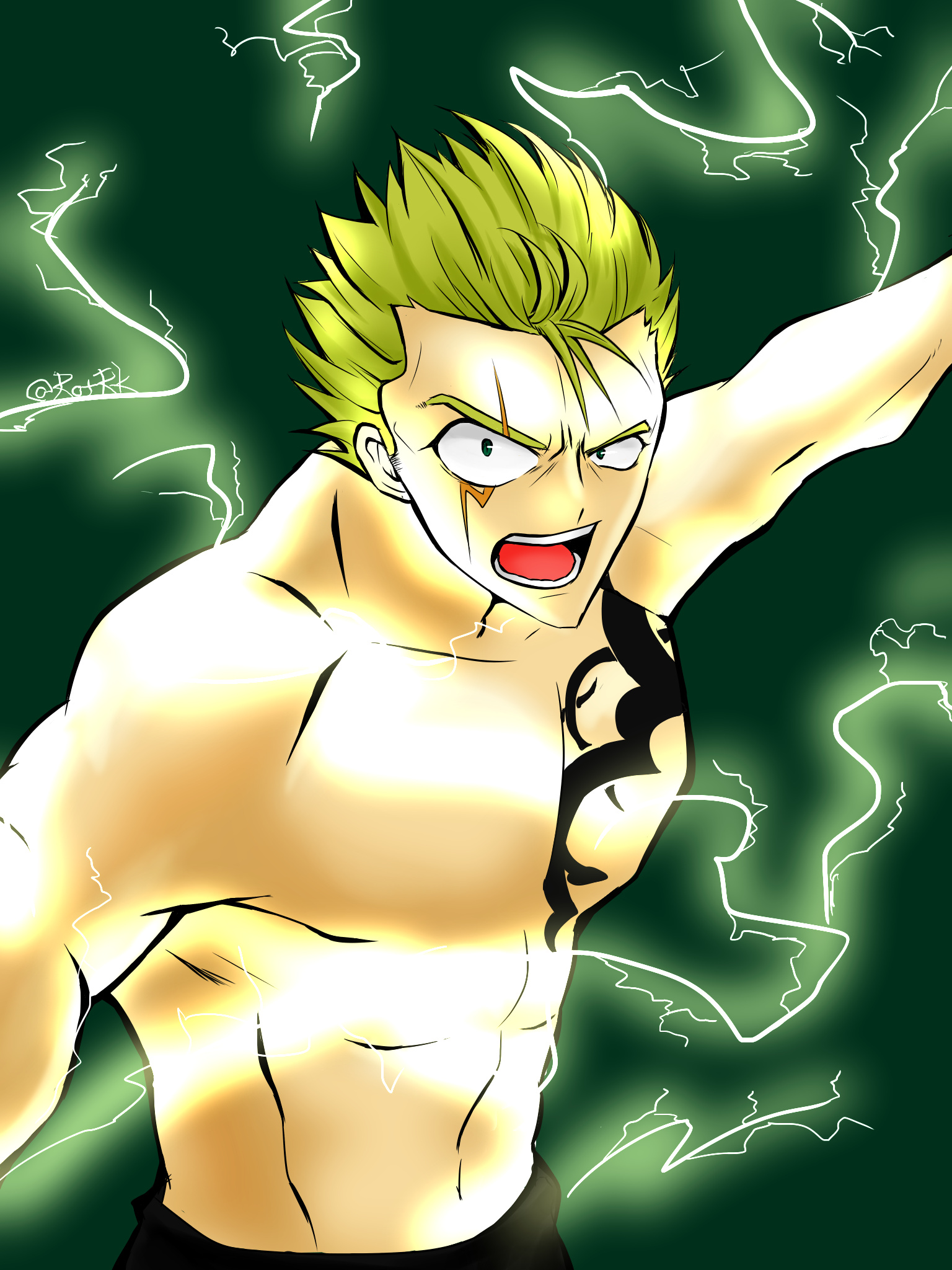 Laxus Dreyar, Fairy Tail series, Thunder Dragon, Striking anime artwork, 1540x2050 HD Handy