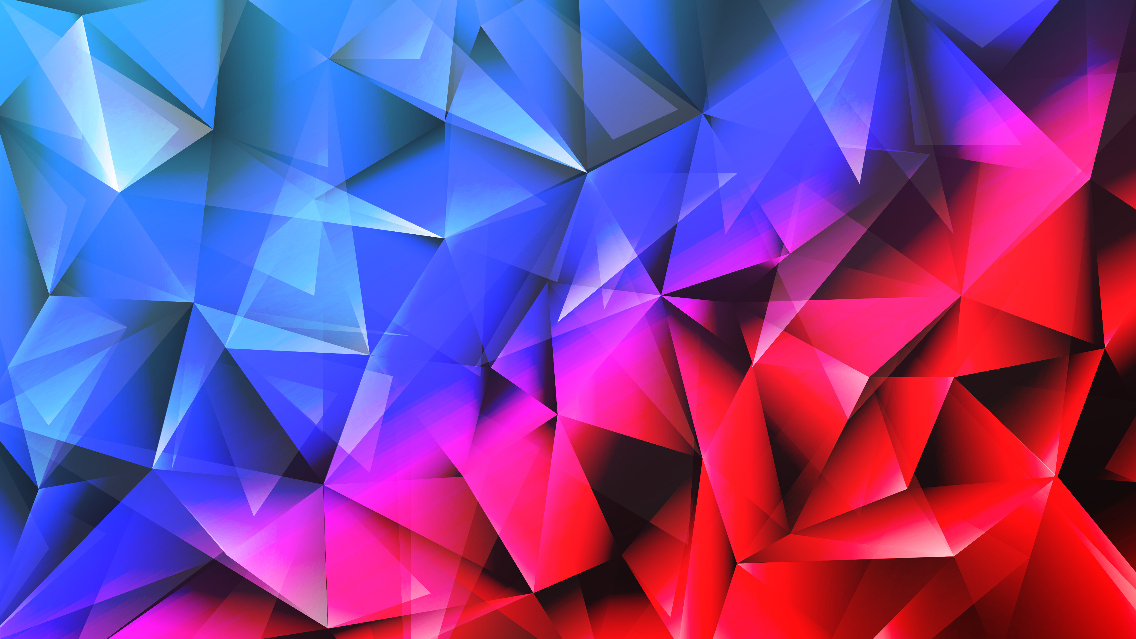 Geometric Abstract: Supplementary angles, Pyramids, Blue and red. 3840x2160 4K Wallpaper.