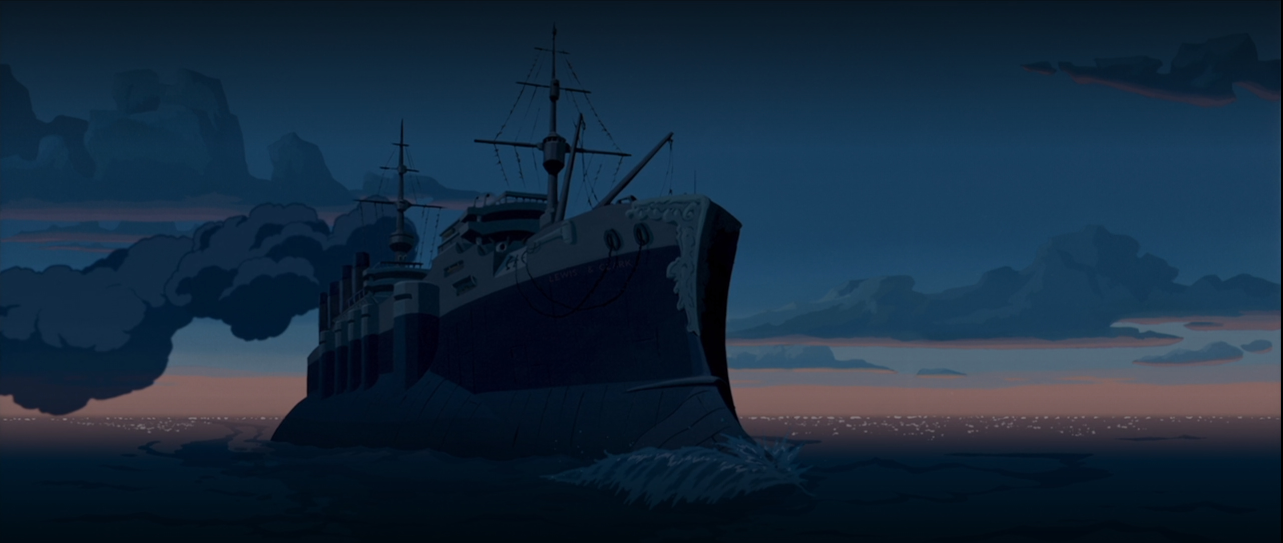 Atlantis: The Lost Empire, Ship escorts Milo and the crew, 2570x1090 Dual Screen Desktop