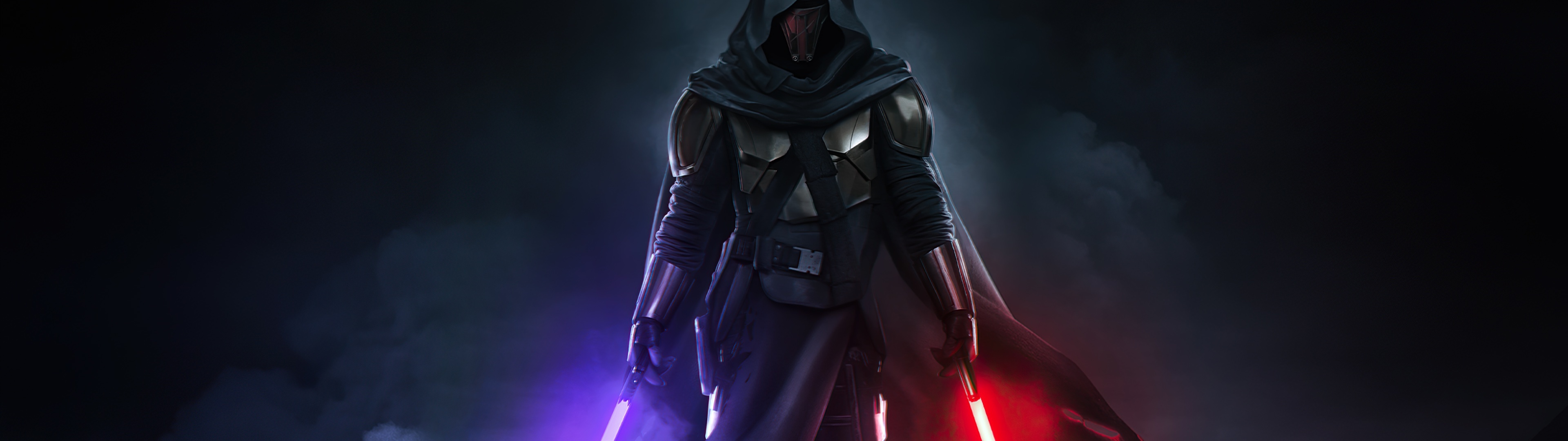 Darth Revan: Was captured by the Jedi Order and had his memories erased, Lightsaber. 3840x1080 Dual Screen Background.