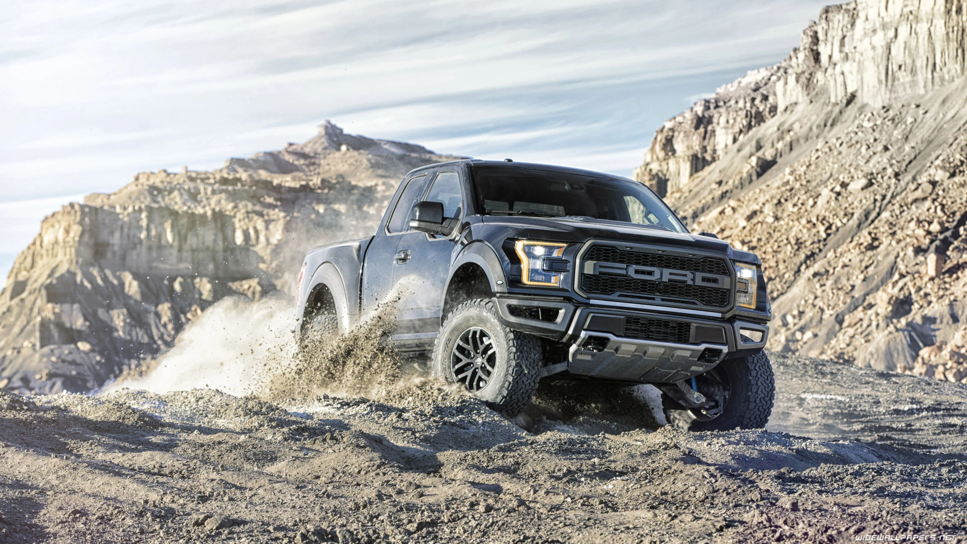 Off-road Driving: Ford F-150 Raptor, A trophy truck, Capable of driving on and off paved or gravel surface. 3840x2160 4K Wallpaper.